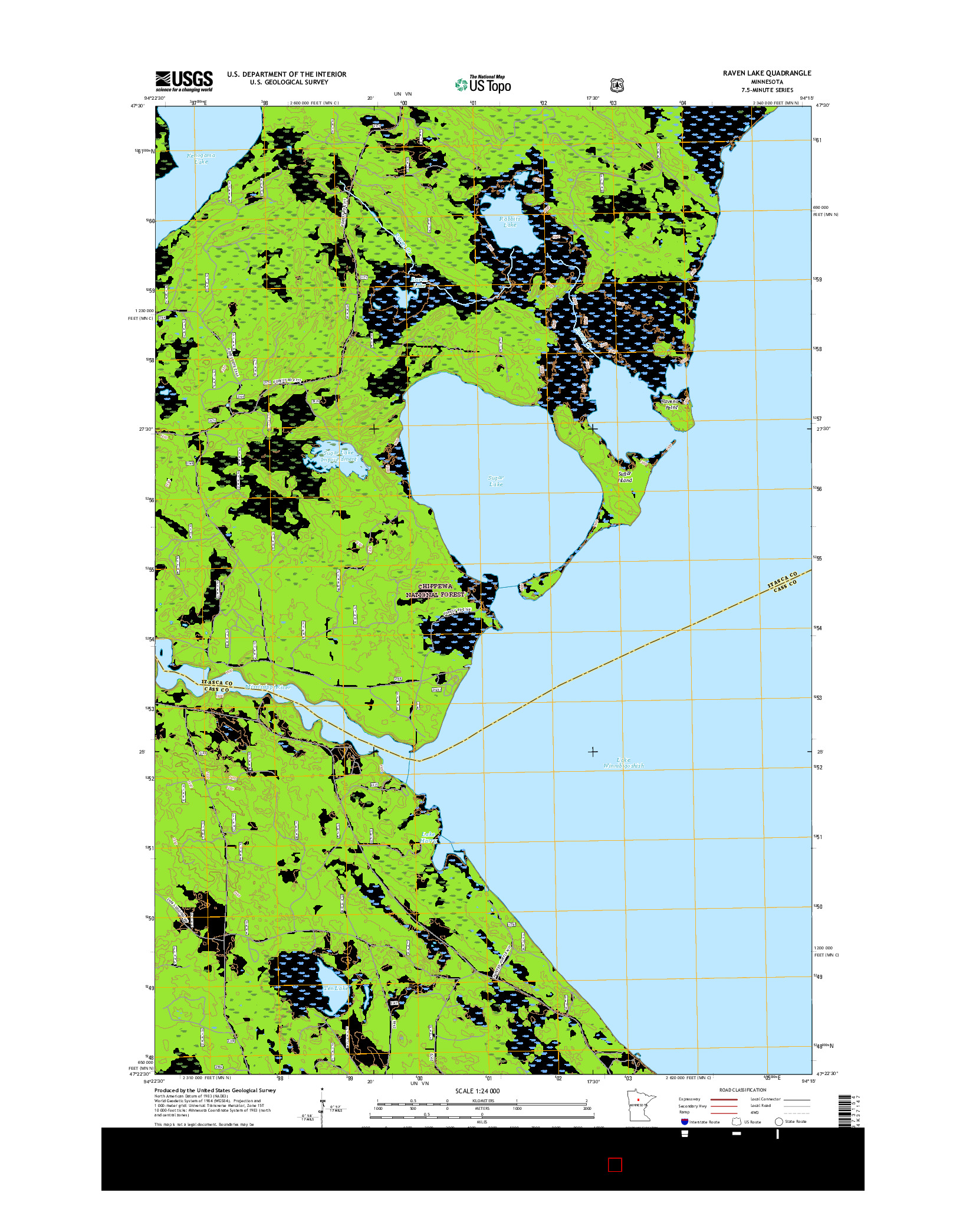 USGS US TOPO 7.5-MINUTE MAP FOR RAVEN LAKE, MN 2016