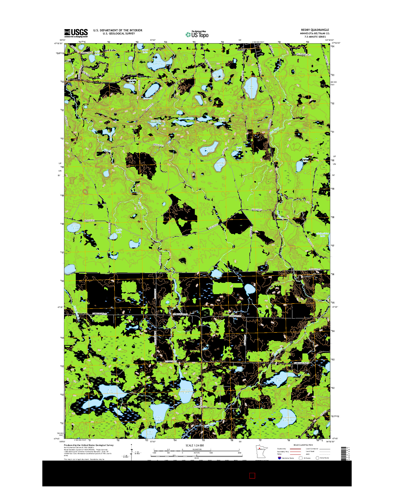 USGS US TOPO 7.5-MINUTE MAP FOR REDBY, MN 2016