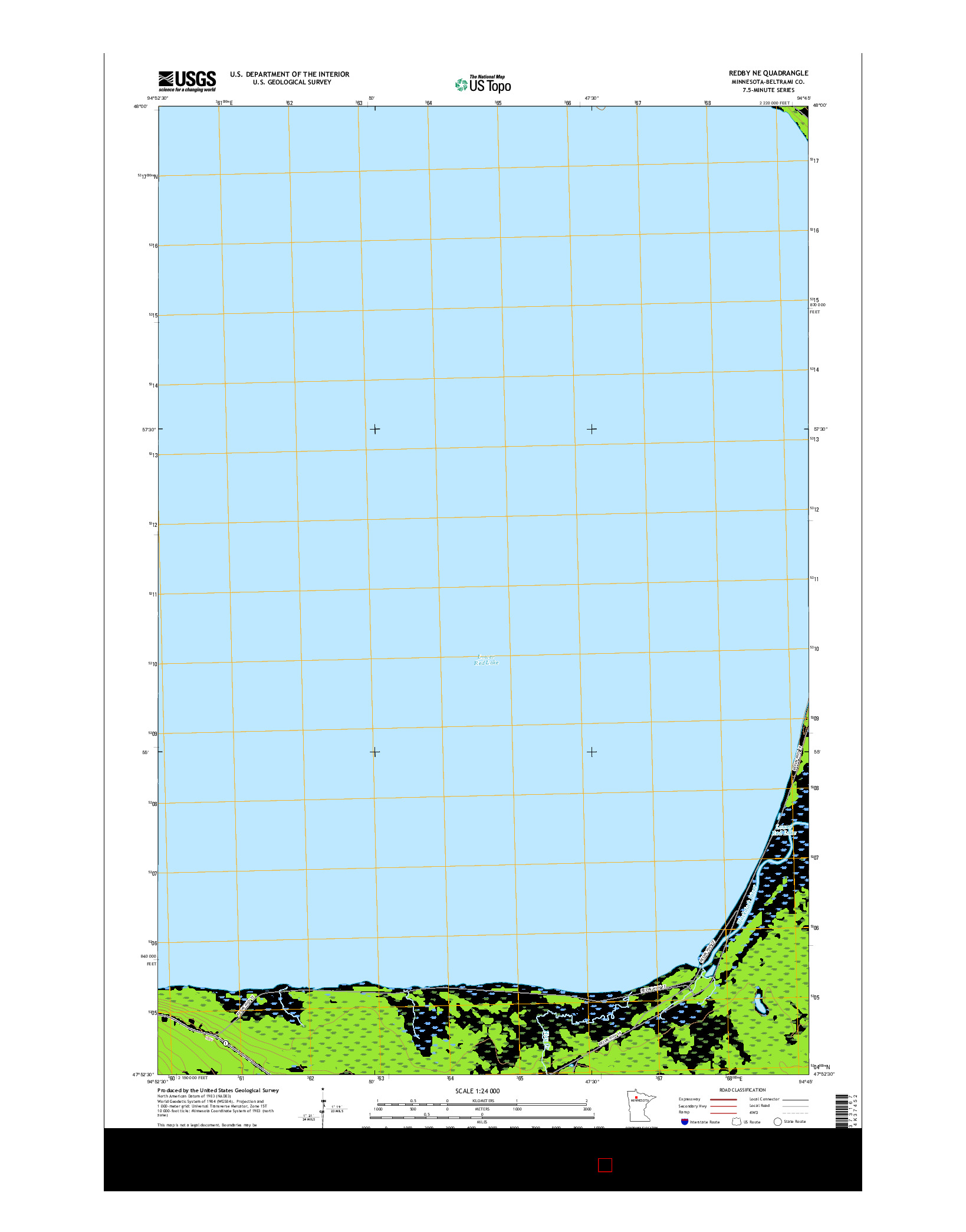 USGS US TOPO 7.5-MINUTE MAP FOR REDBY NE, MN 2016