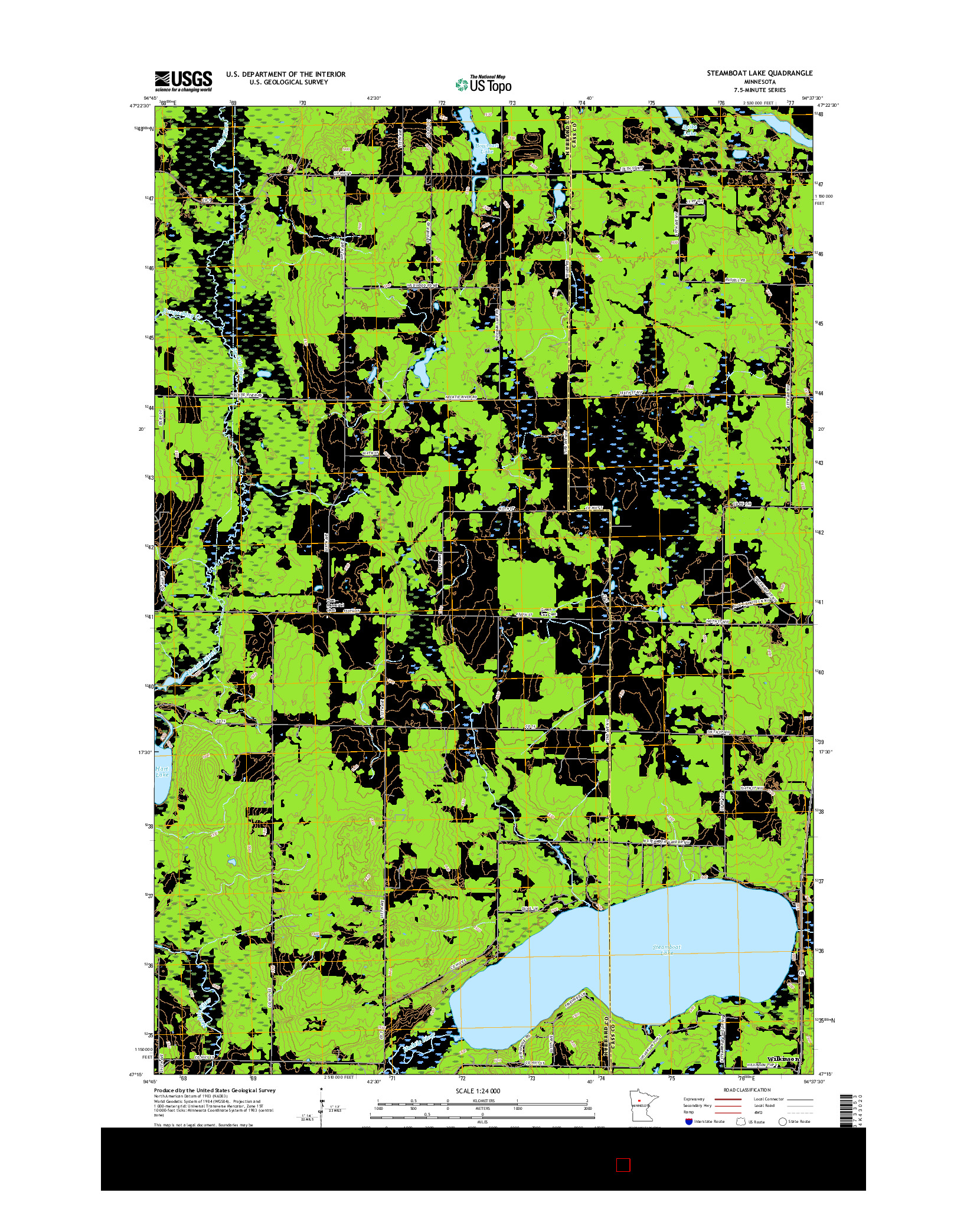 USGS US TOPO 7.5-MINUTE MAP FOR STEAMBOAT LAKE, MN 2016