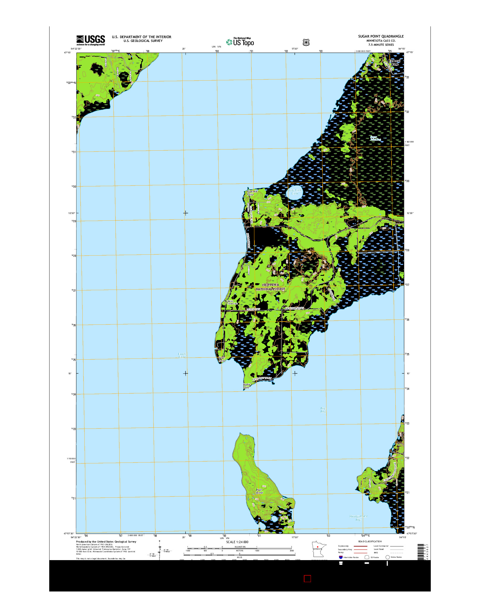 USGS US TOPO 7.5-MINUTE MAP FOR SUGAR POINT, MN 2016