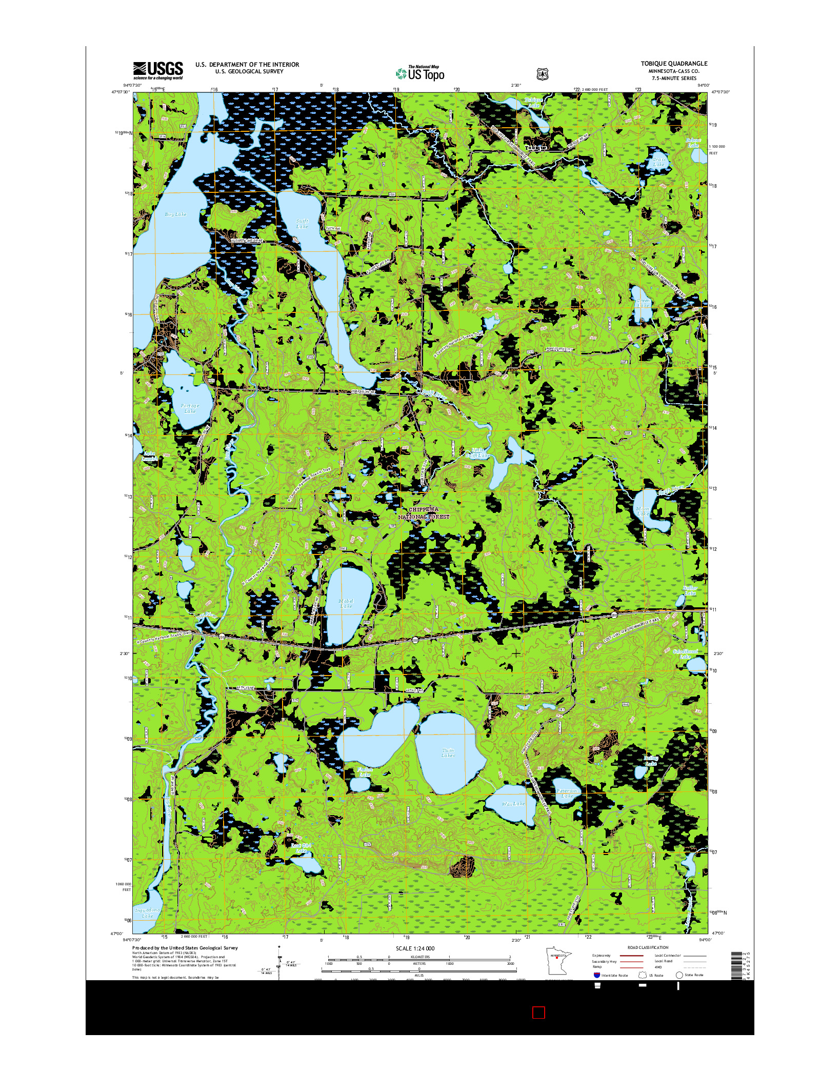 USGS US TOPO 7.5-MINUTE MAP FOR TOBIQUE, MN 2016