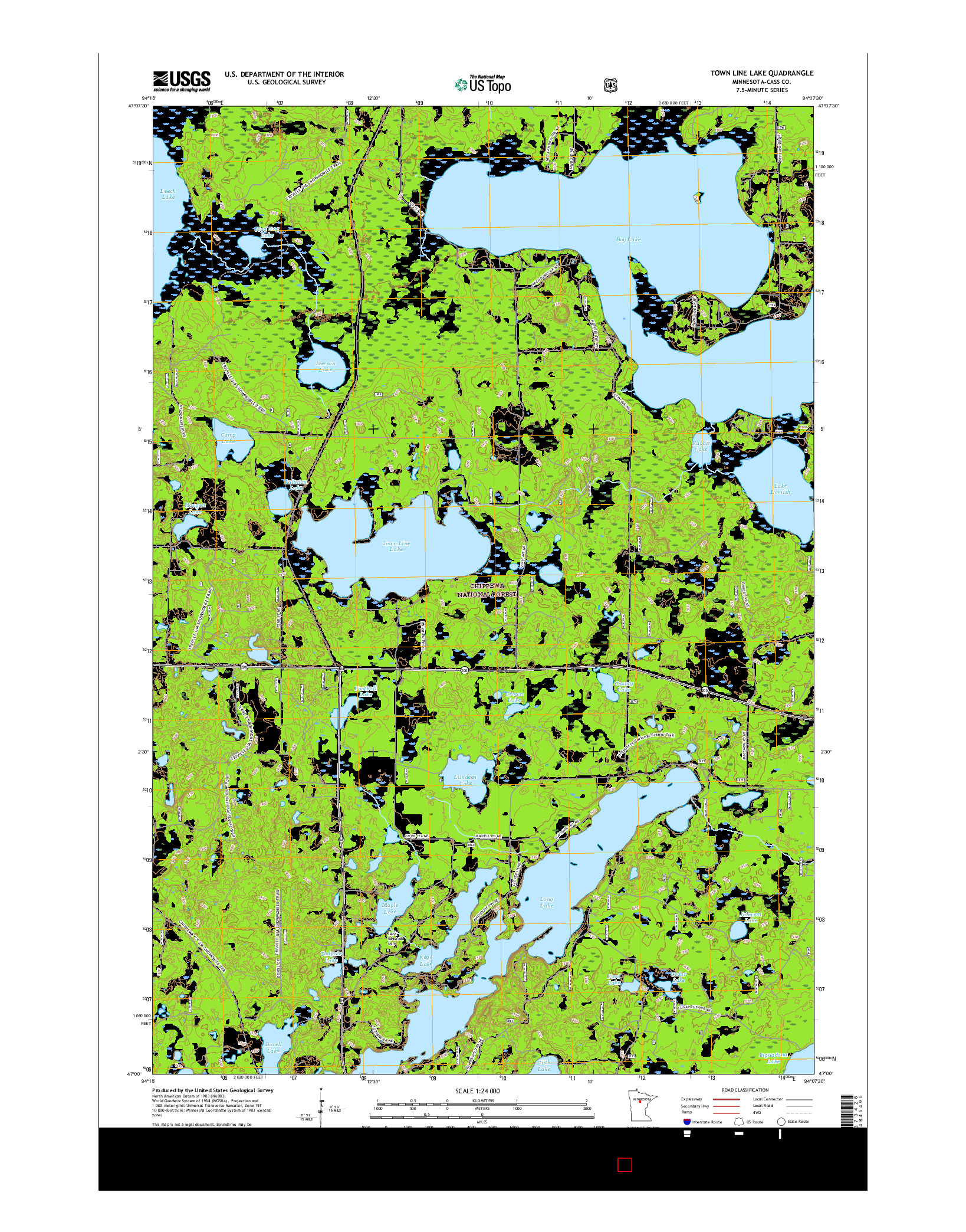 USGS US TOPO 7.5-MINUTE MAP FOR TOWN LINE LAKE, MN 2016