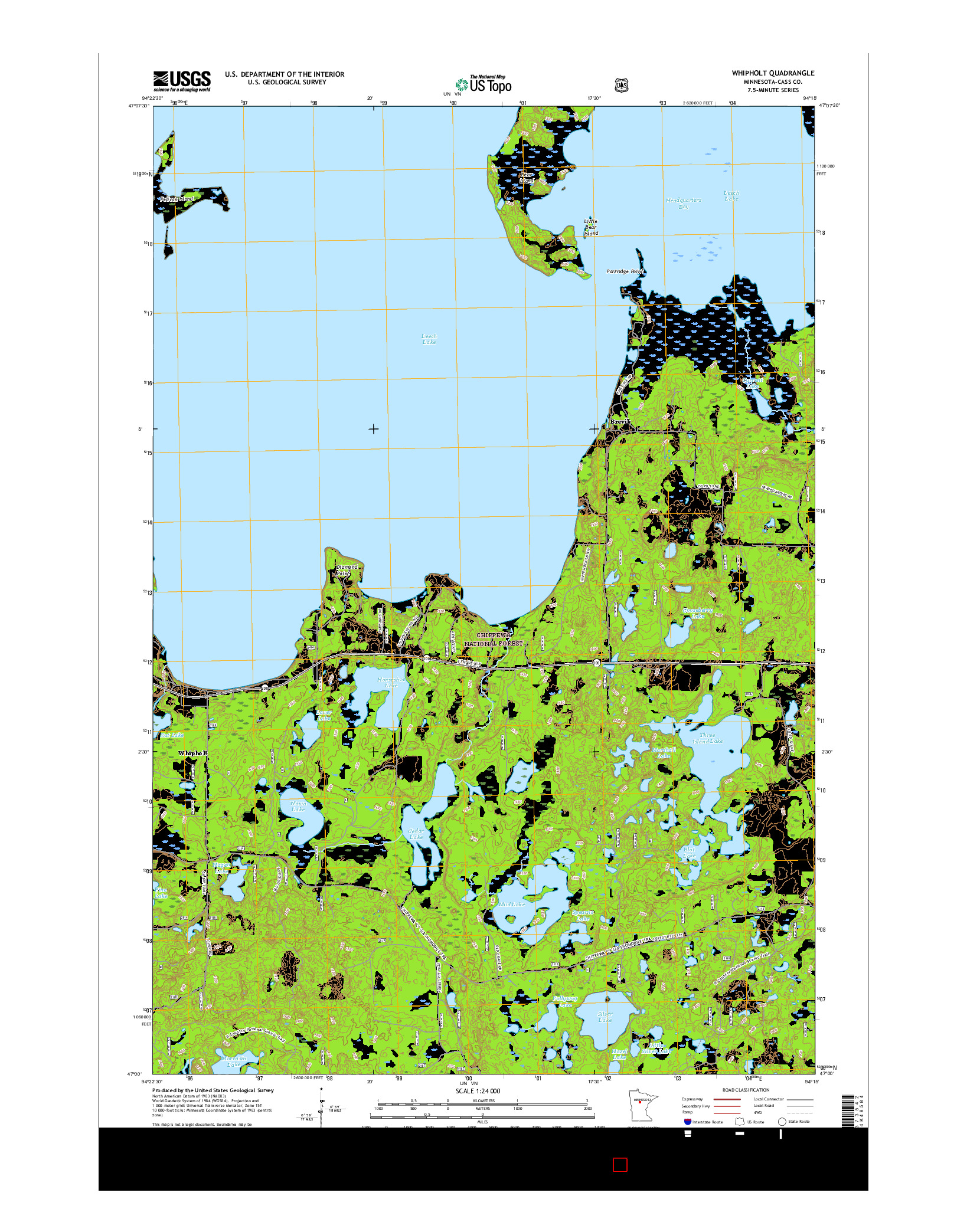 USGS US TOPO 7.5-MINUTE MAP FOR WHIPHOLT, MN 2016