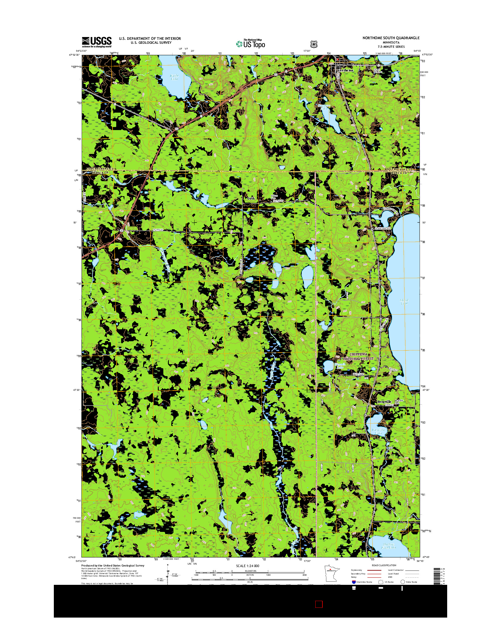 USGS US TOPO 7.5-MINUTE MAP FOR NORTHOME SOUTH, MN 2016
