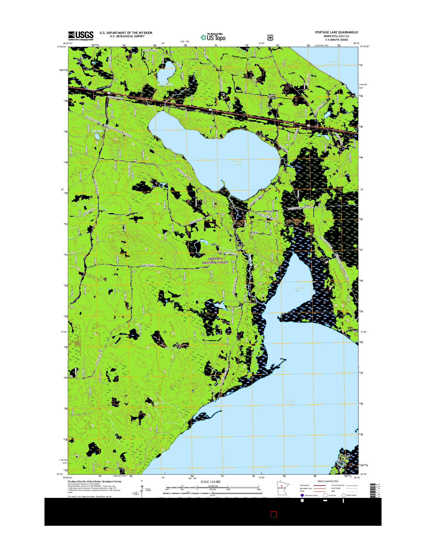 USGS US TOPO 7.5-MINUTE MAP FOR PORTAGE LAKE, MN 2016