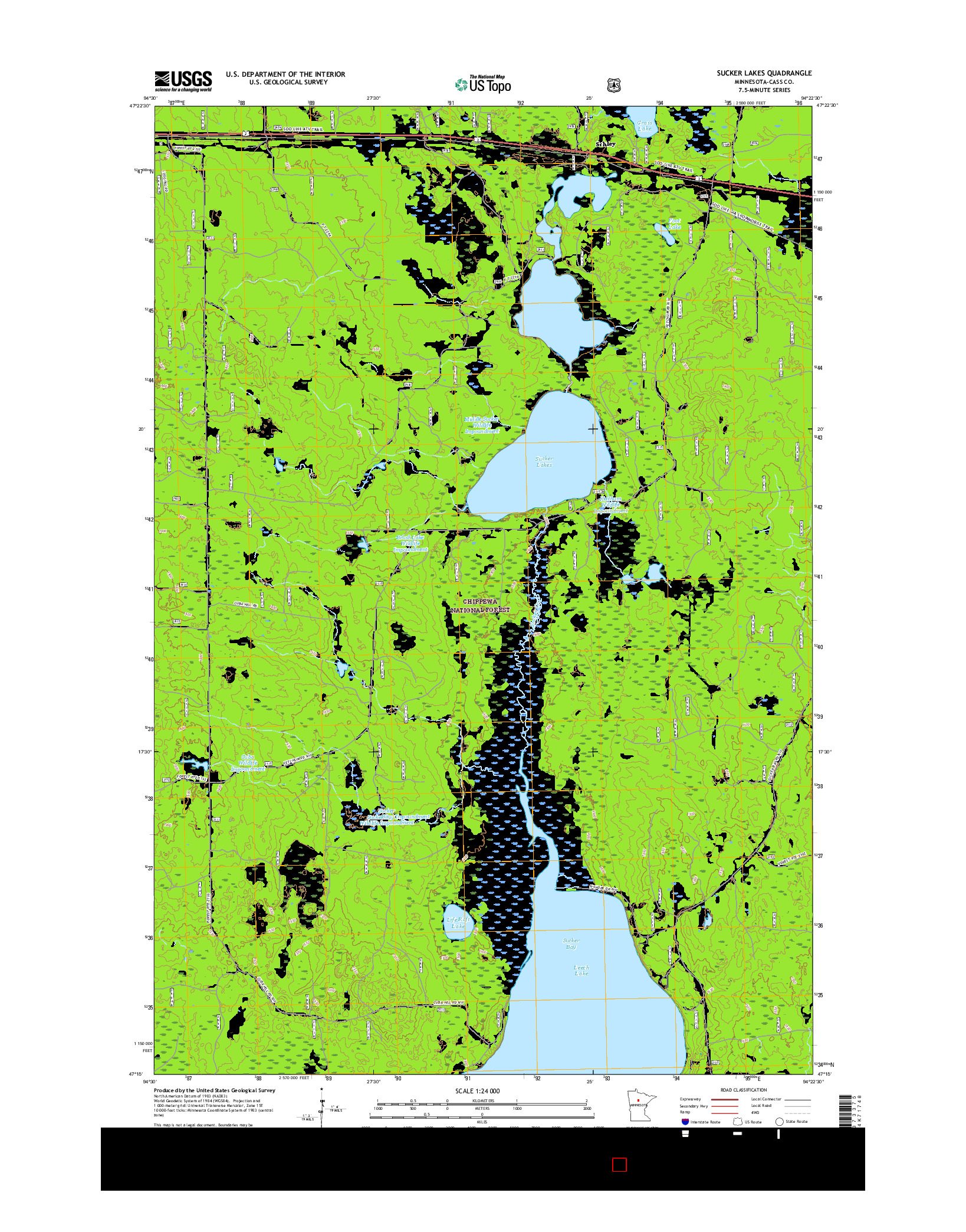 USGS US TOPO 7.5-MINUTE MAP FOR SUCKER LAKES, MN 2016