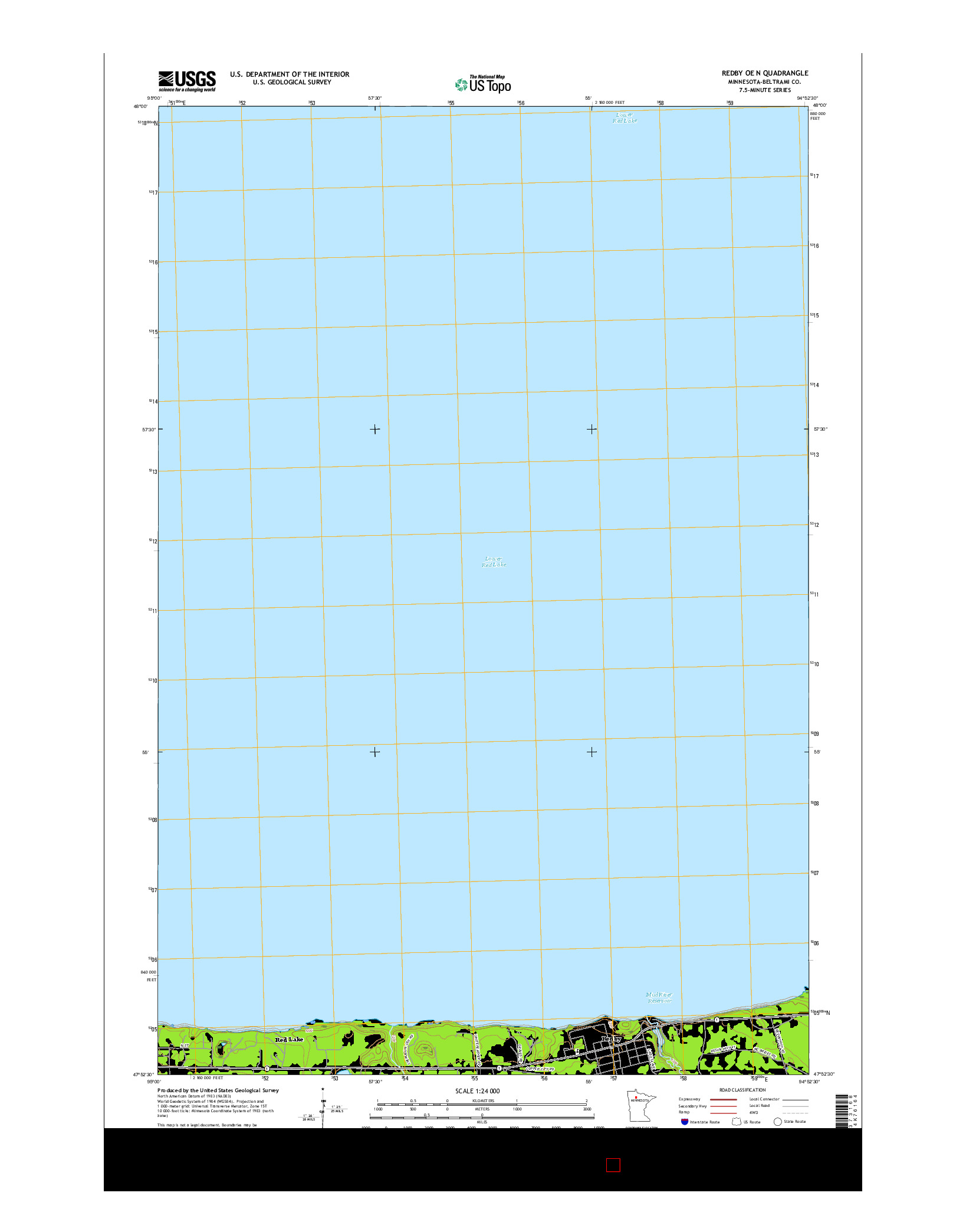 USGS US TOPO 7.5-MINUTE MAP FOR REDBY OE N, MN 2016