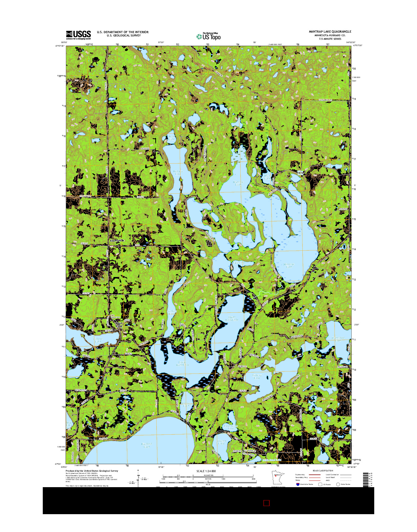 USGS US TOPO 7.5-MINUTE MAP FOR MANTRAP LAKE, MN 2016
