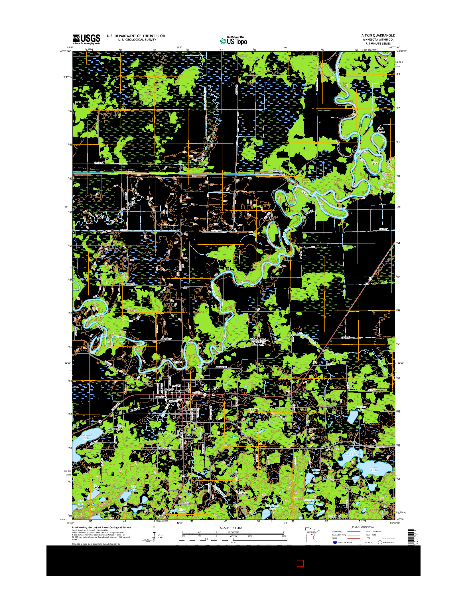 USGS US TOPO 7.5-MINUTE MAP FOR AITKIN, MN 2016