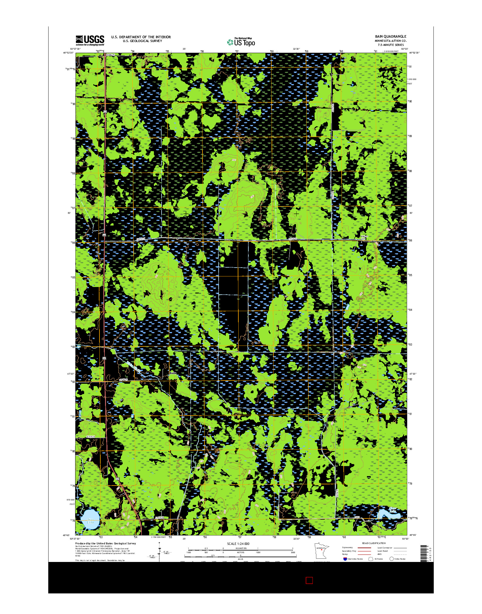 USGS US TOPO 7.5-MINUTE MAP FOR BAIN, MN 2016