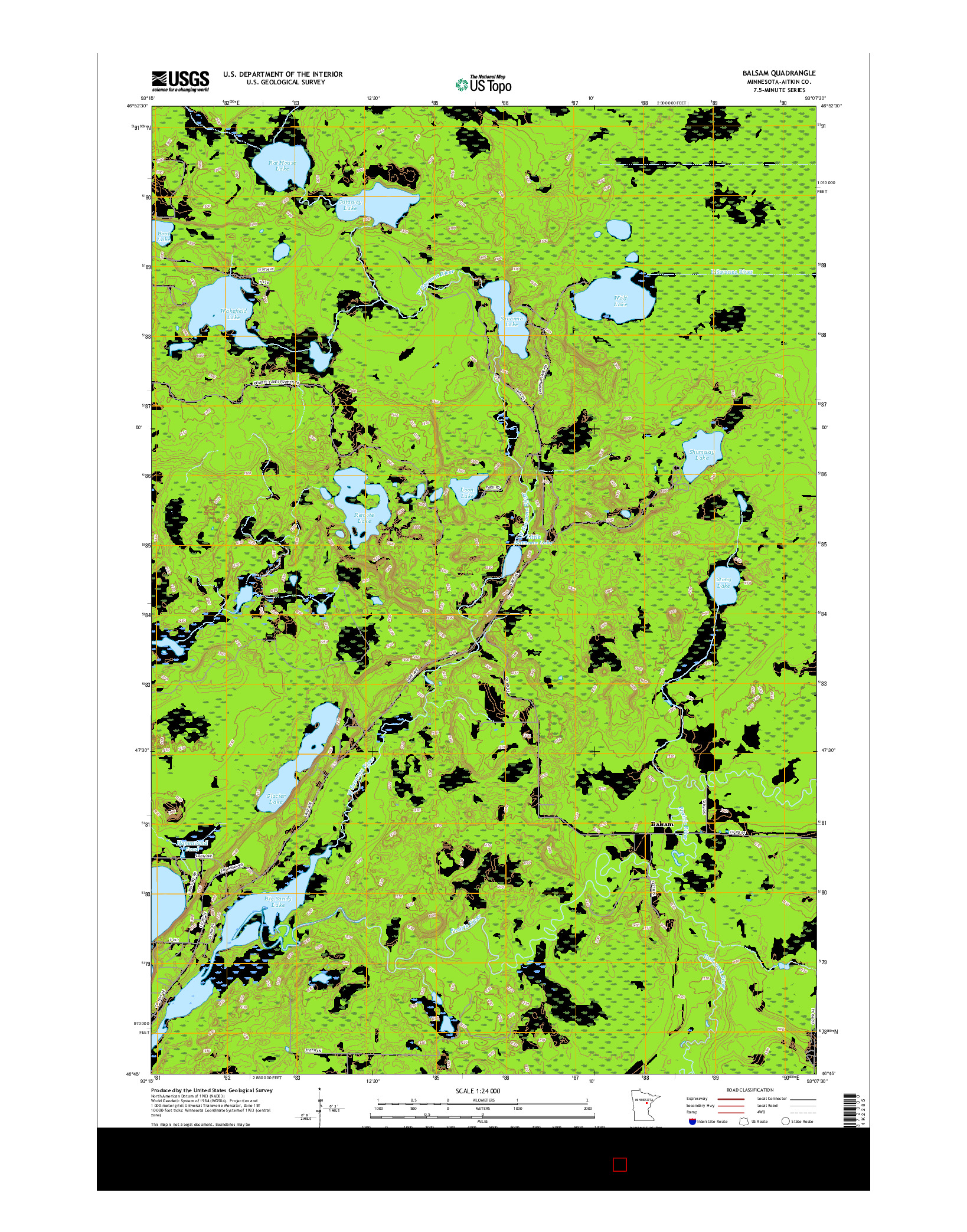 USGS US TOPO 7.5-MINUTE MAP FOR BALSAM, MN 2016