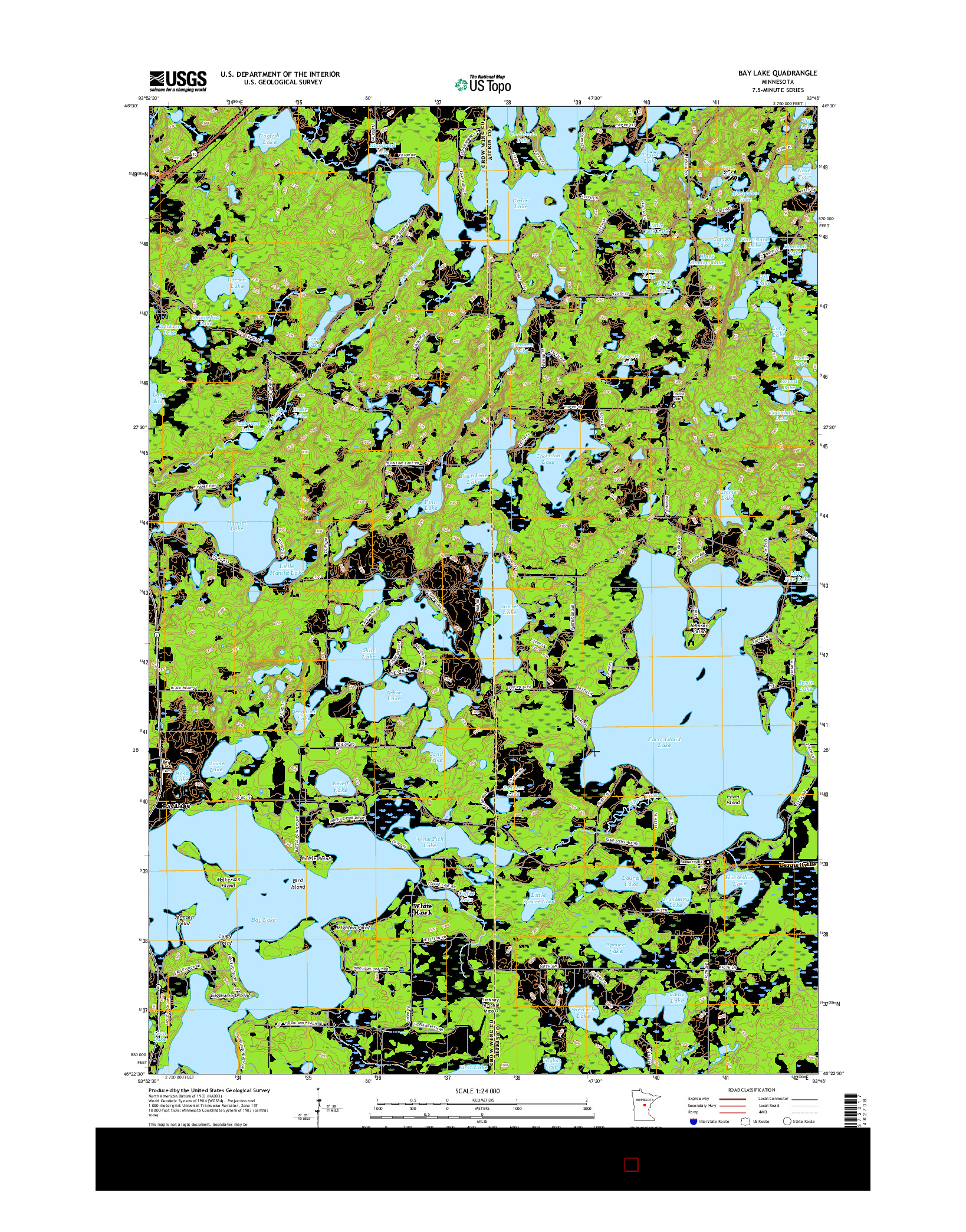 USGS US TOPO 7.5-MINUTE MAP FOR BAY LAKE, MN 2016