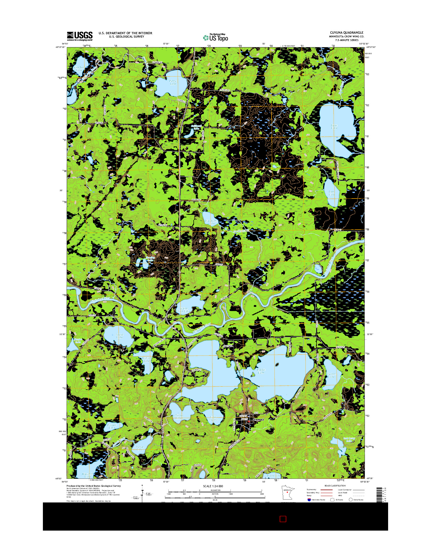 USGS US TOPO 7.5-MINUTE MAP FOR CUYUNA, MN 2016