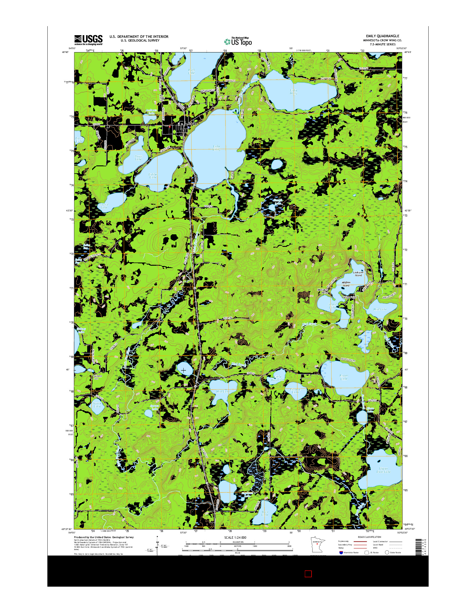 USGS US TOPO 7.5-MINUTE MAP FOR EMILY, MN 2016