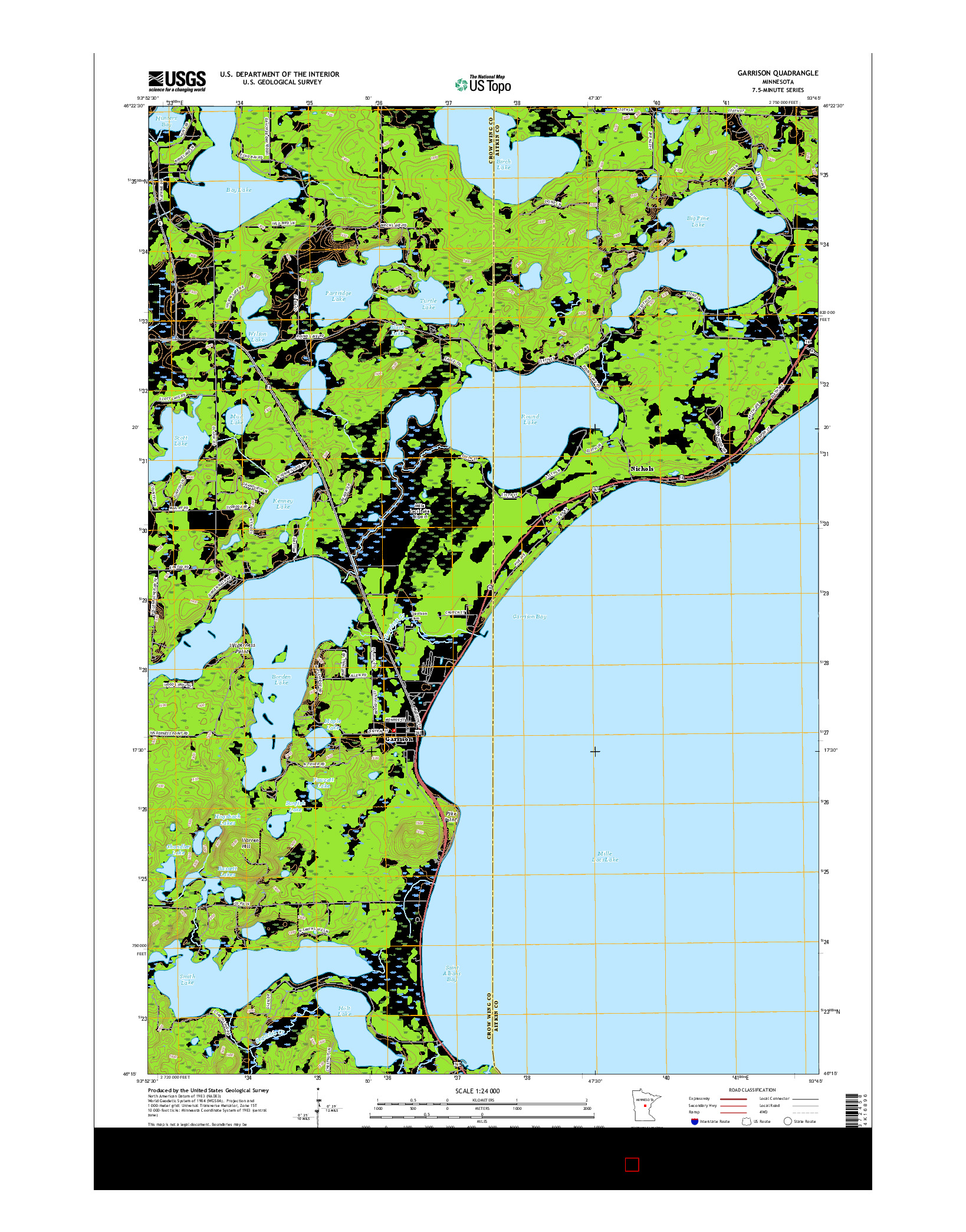 USGS US TOPO 7.5-MINUTE MAP FOR GARRISON, MN 2016