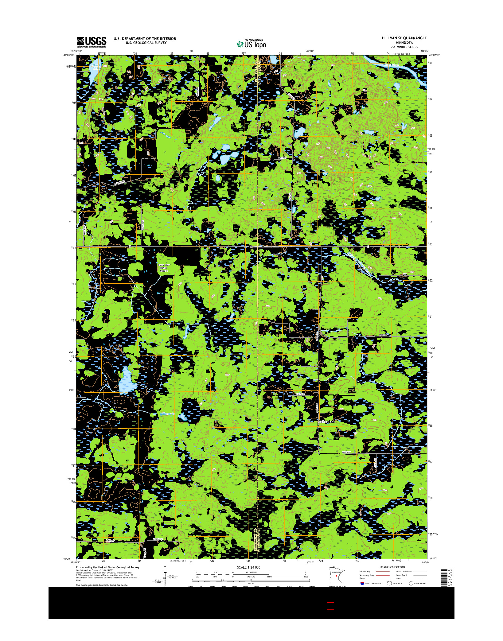 USGS US TOPO 7.5-MINUTE MAP FOR HILLMAN SE, MN 2016