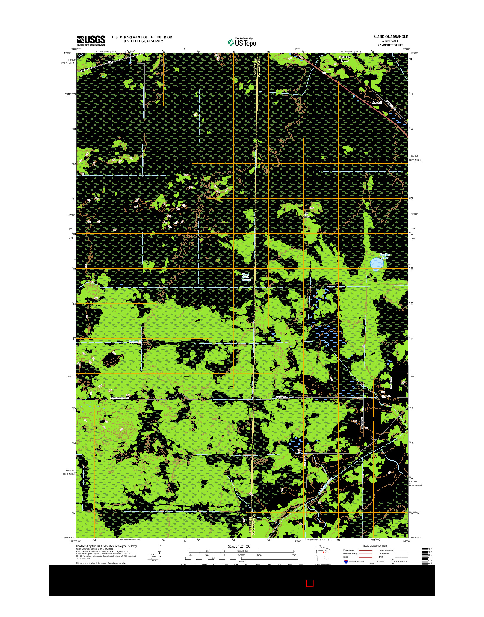 USGS US TOPO 7.5-MINUTE MAP FOR ISLAND, MN 2016