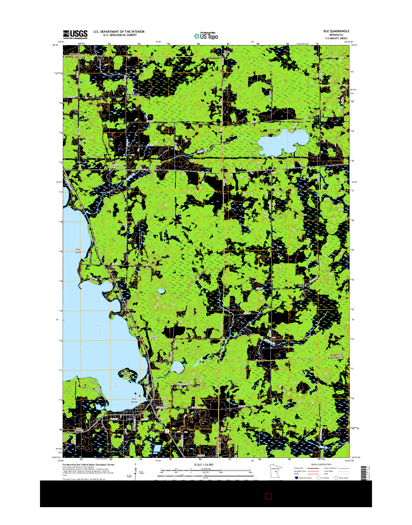 USGS US TOPO 7.5-MINUTE MAP FOR ISLE, MN 2016