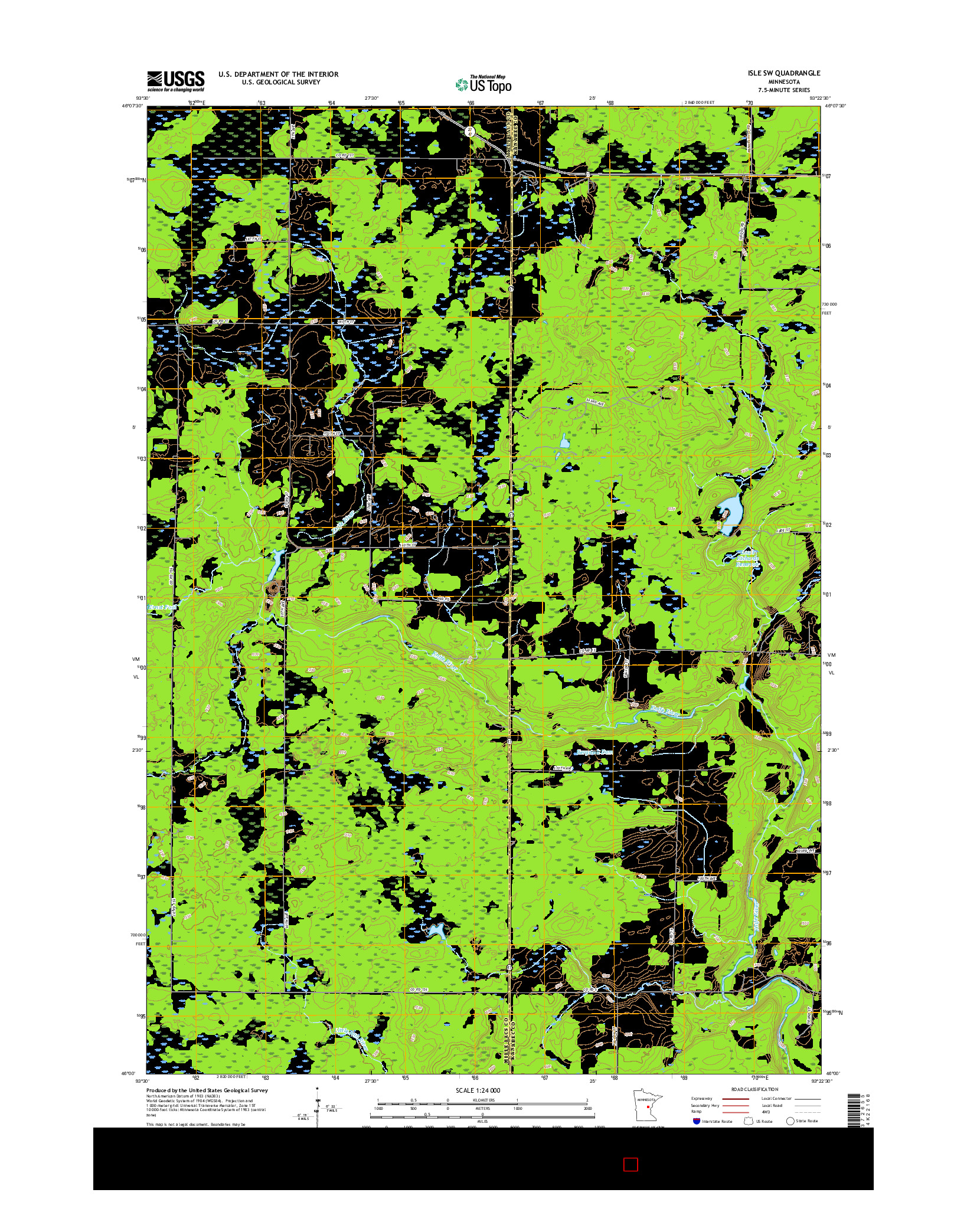 USGS US TOPO 7.5-MINUTE MAP FOR ISLE SW, MN 2016