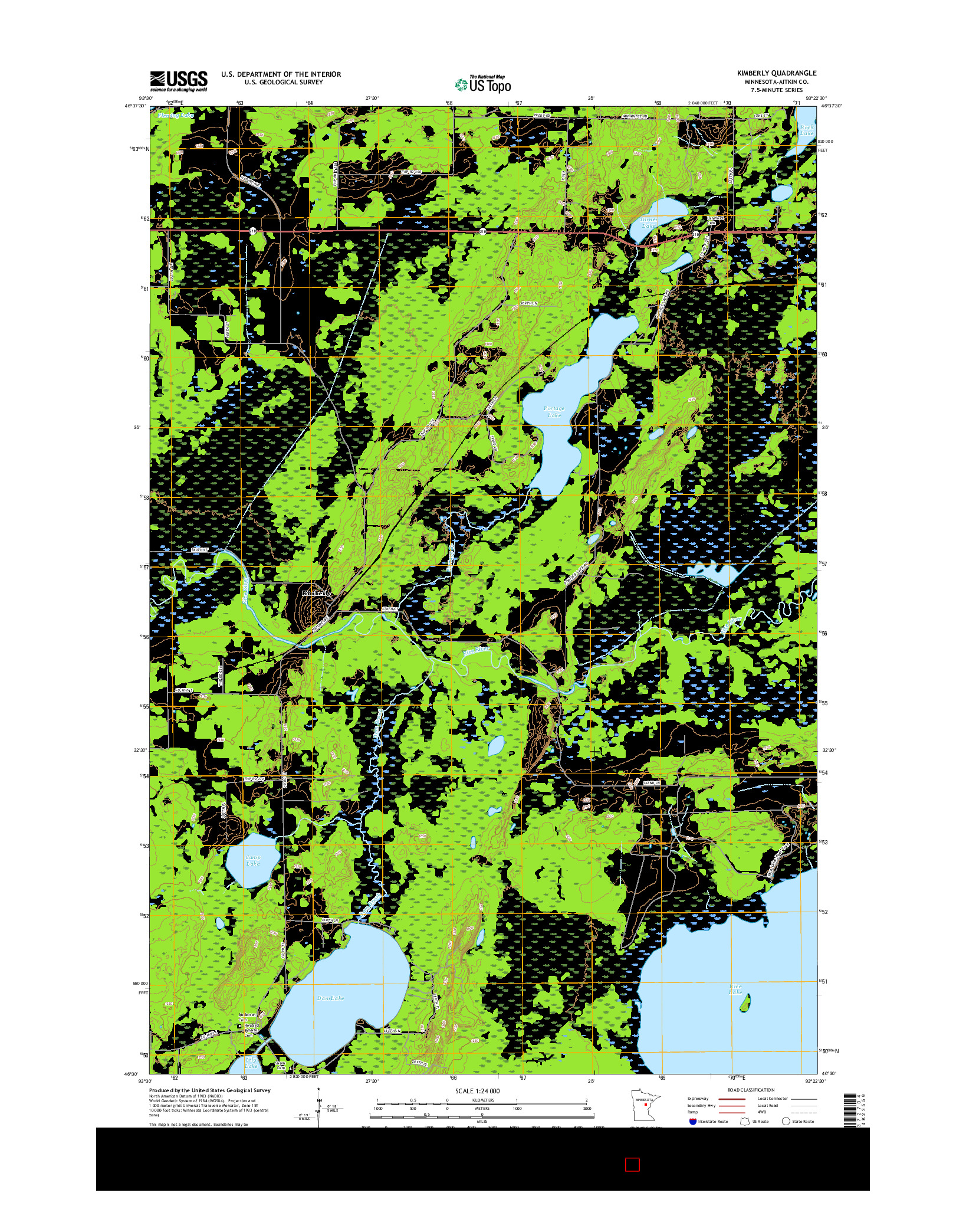 USGS US TOPO 7.5-MINUTE MAP FOR KIMBERLY, MN 2016