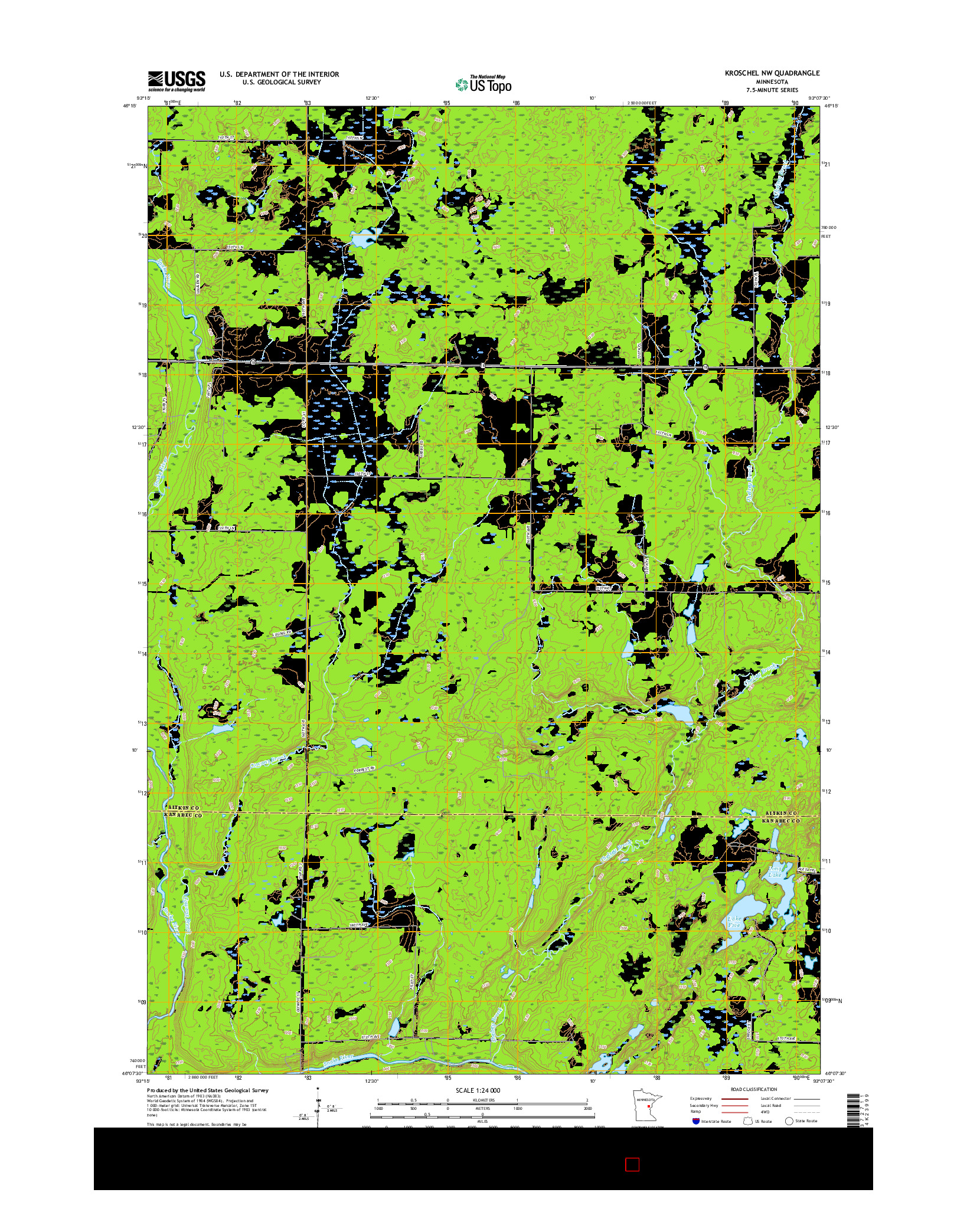 USGS US TOPO 7.5-MINUTE MAP FOR KROSCHEL NW, MN 2016