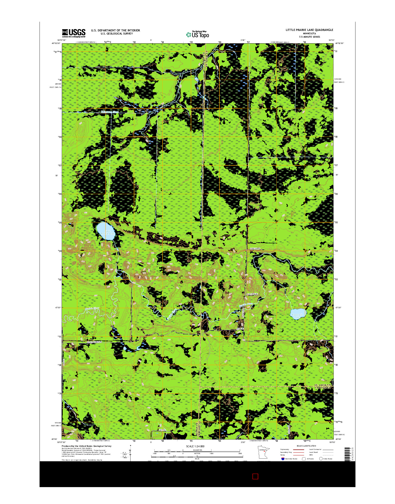 USGS US TOPO 7.5-MINUTE MAP FOR LITTLE PRAIRIE LAKE, MN 2016