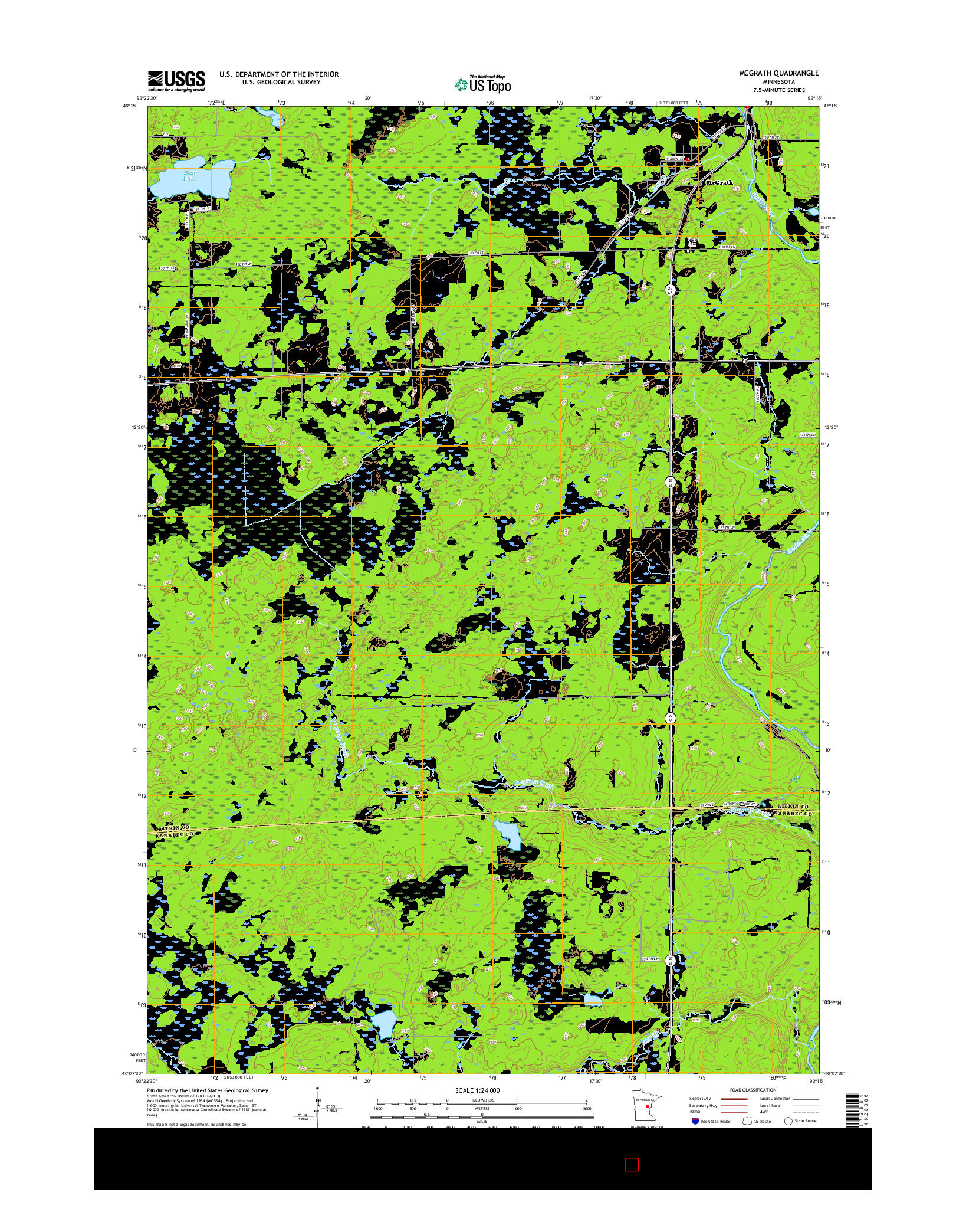 USGS US TOPO 7.5-MINUTE MAP FOR MCGRATH, MN 2016