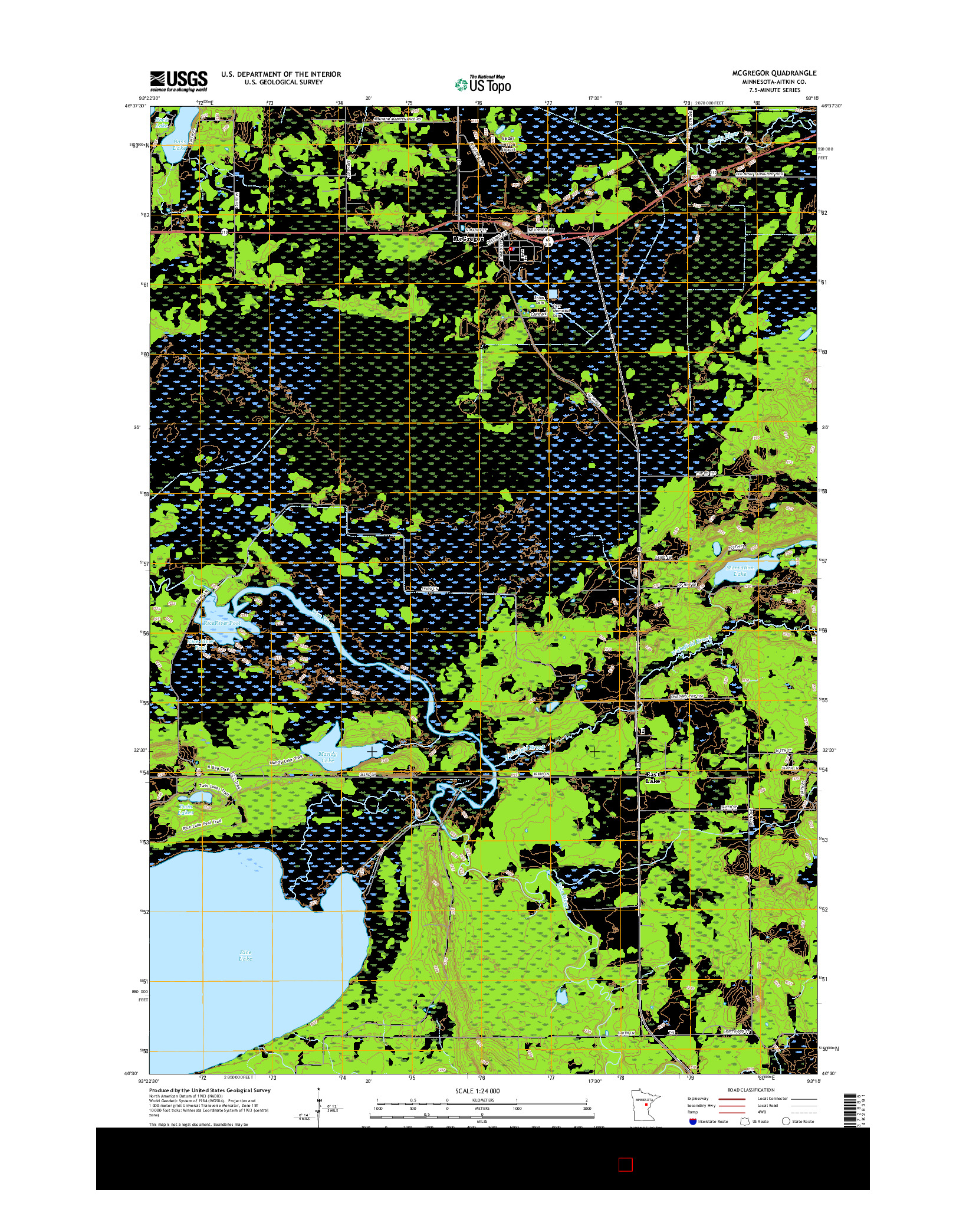USGS US TOPO 7.5-MINUTE MAP FOR MCGREGOR, MN 2016