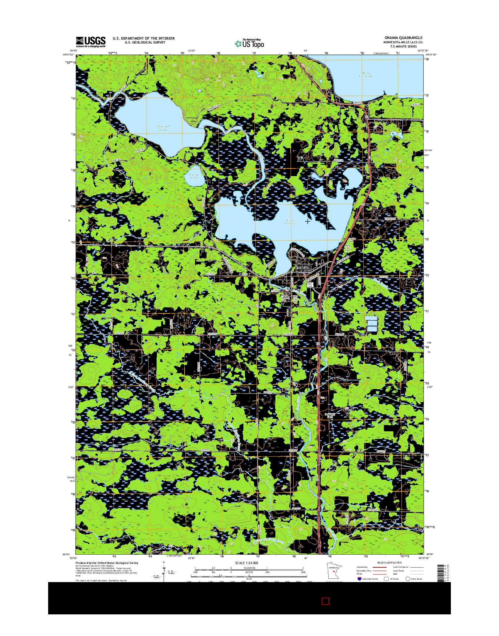 USGS US TOPO 7.5-MINUTE MAP FOR ONAMIA, MN 2016