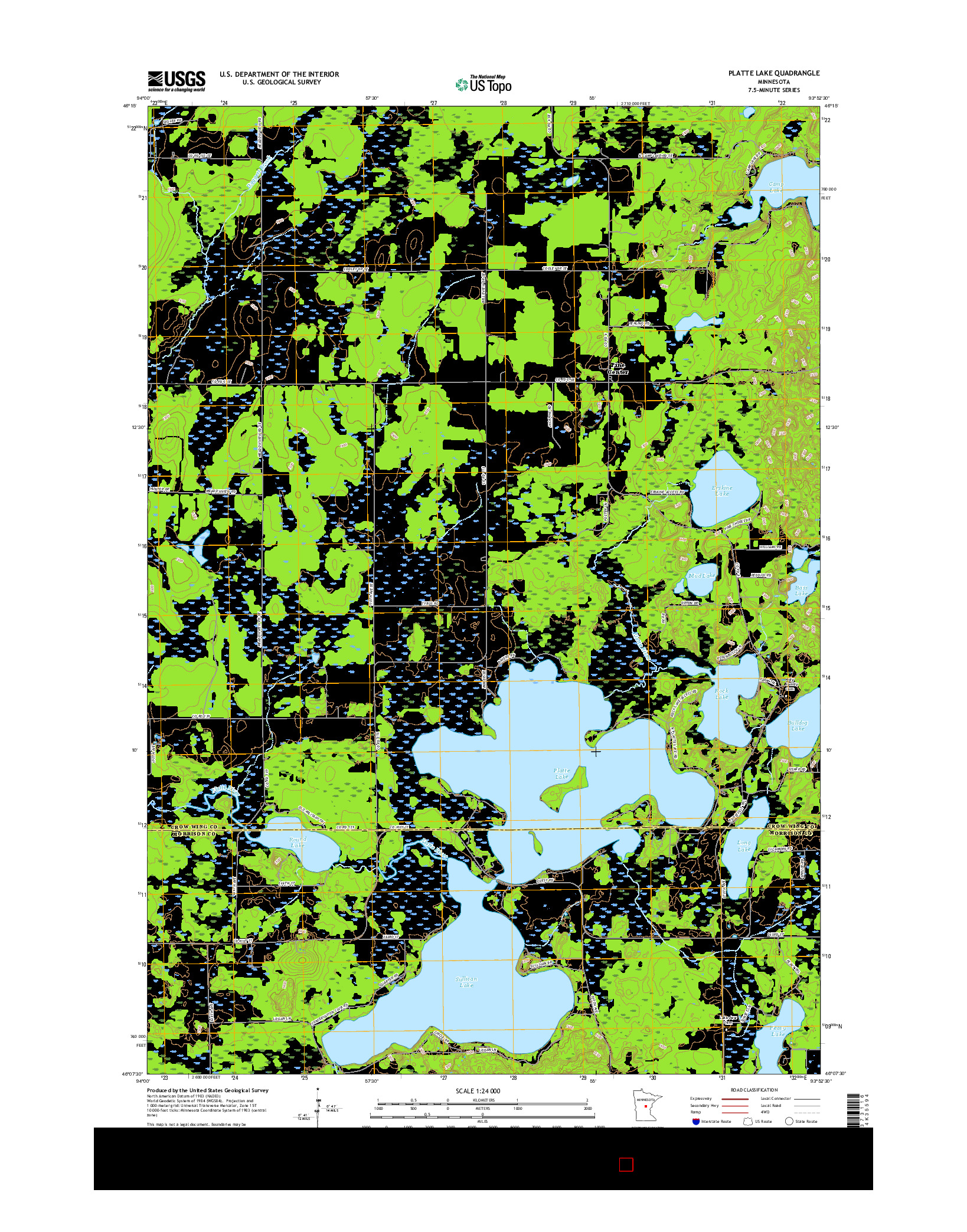 USGS US TOPO 7.5-MINUTE MAP FOR PLATTE LAKE, MN 2016