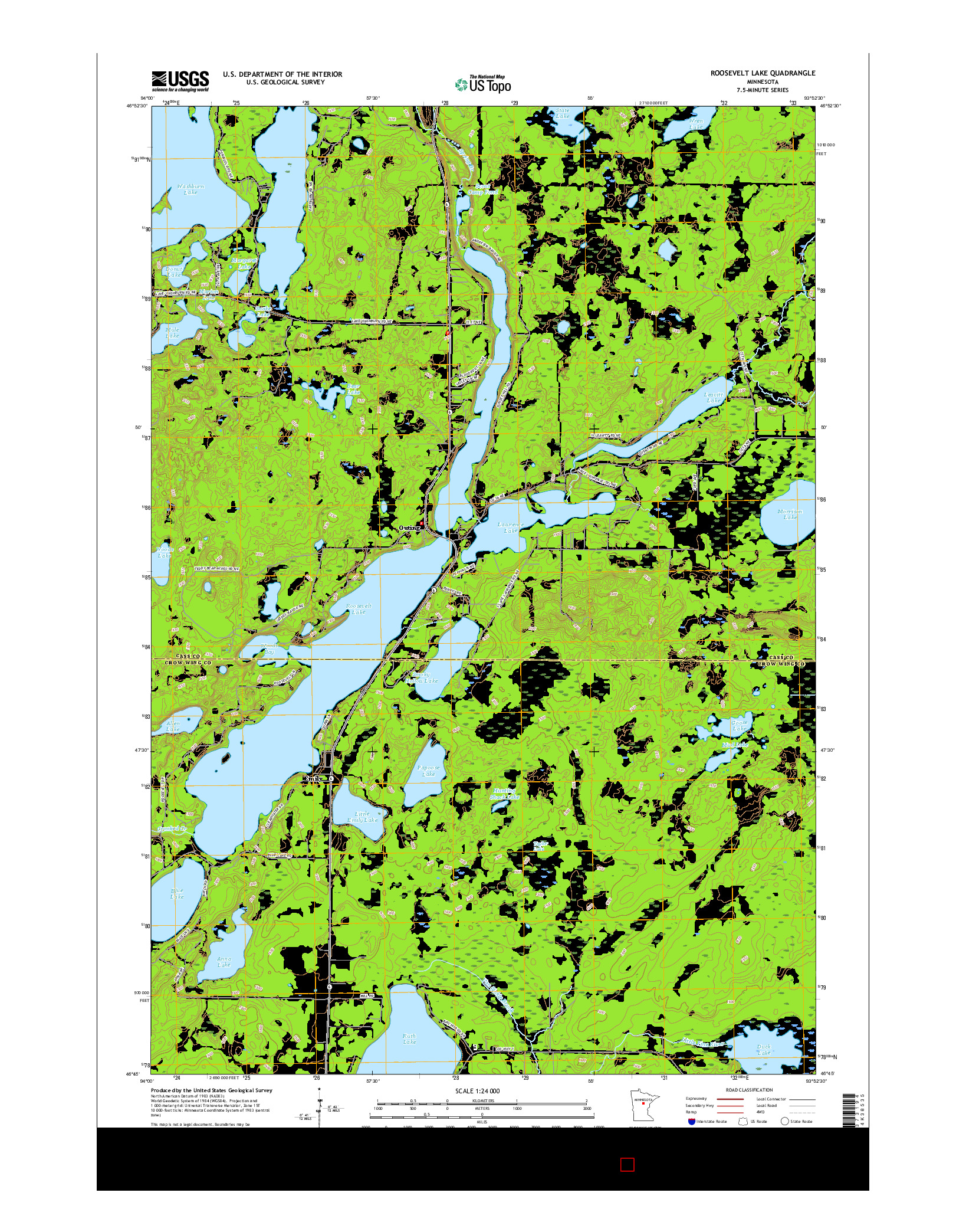 USGS US TOPO 7.5-MINUTE MAP FOR ROOSEVELT LAKE, MN 2016