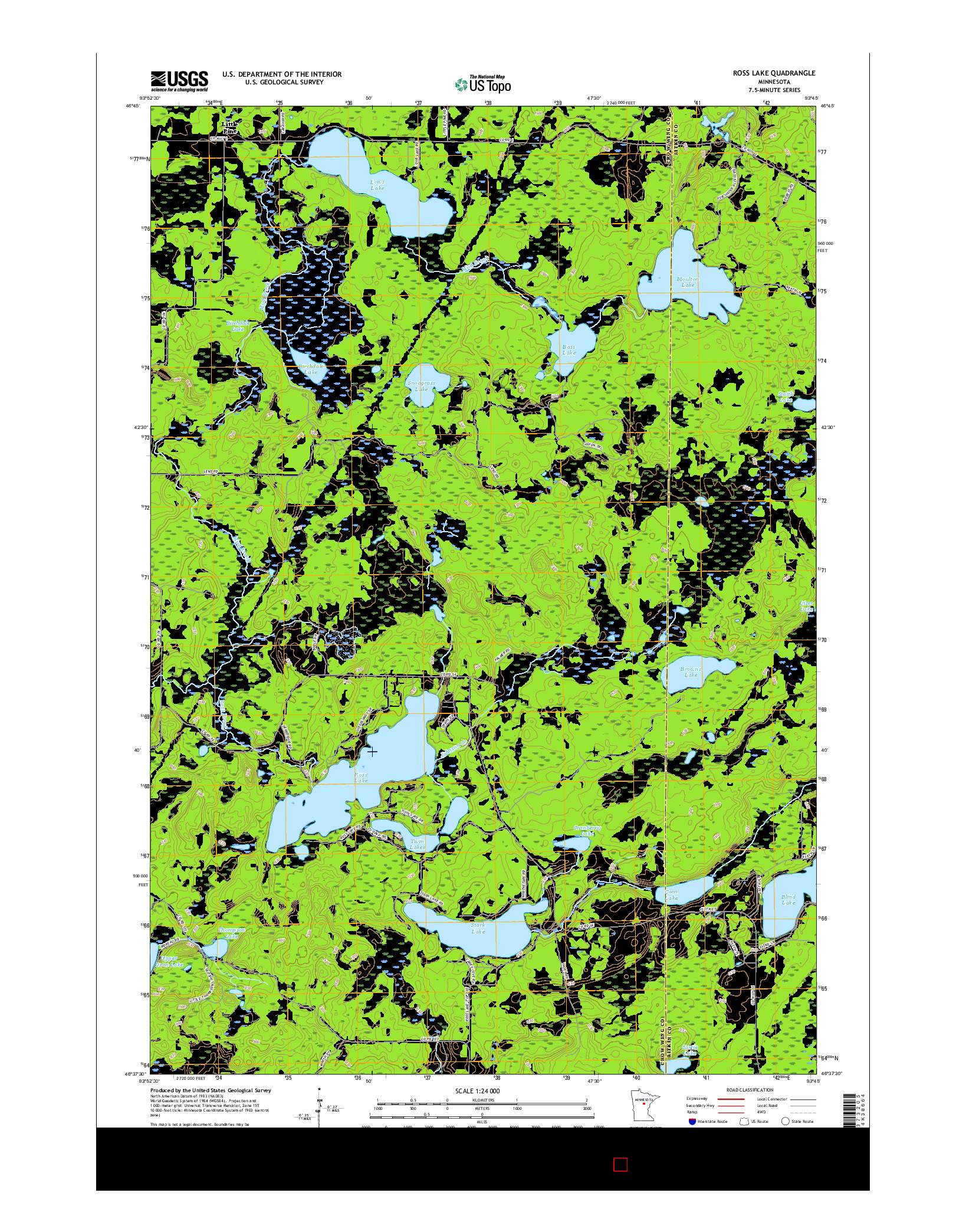 USGS US TOPO 7.5-MINUTE MAP FOR ROSS LAKE, MN 2016