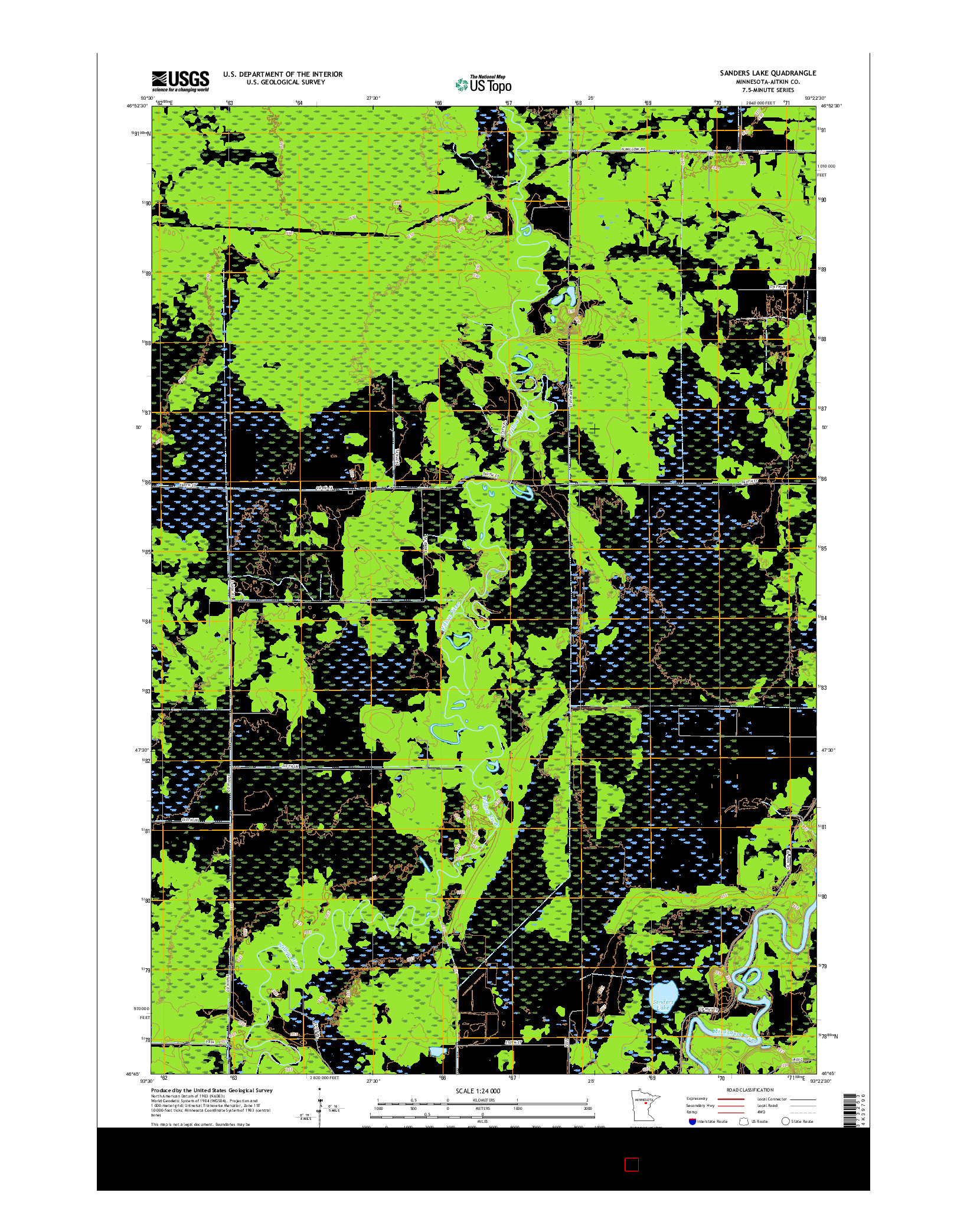 USGS US TOPO 7.5-MINUTE MAP FOR SANDERS LAKE, MN 2016