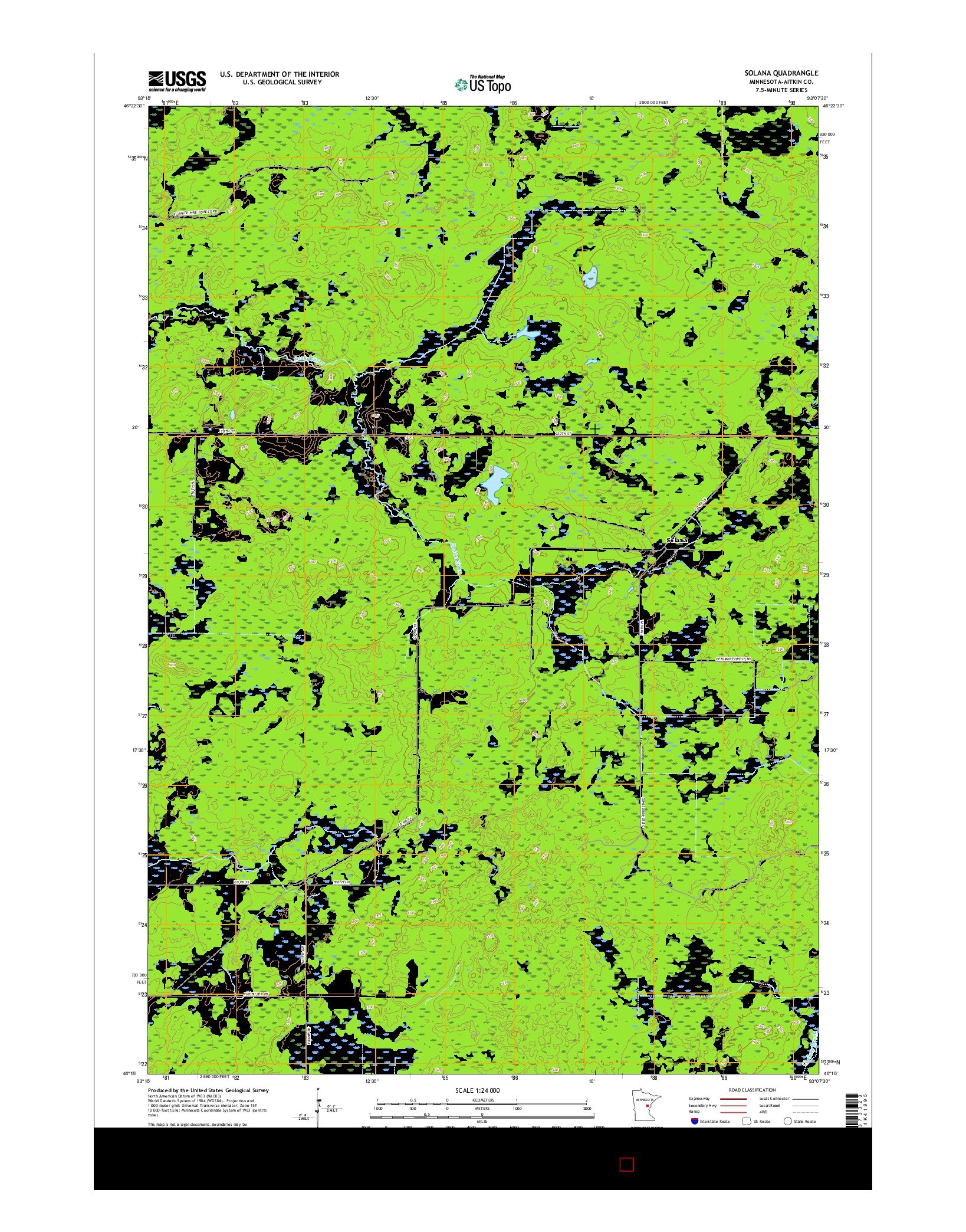 USGS US TOPO 7.5-MINUTE MAP FOR SOLANA, MN 2016