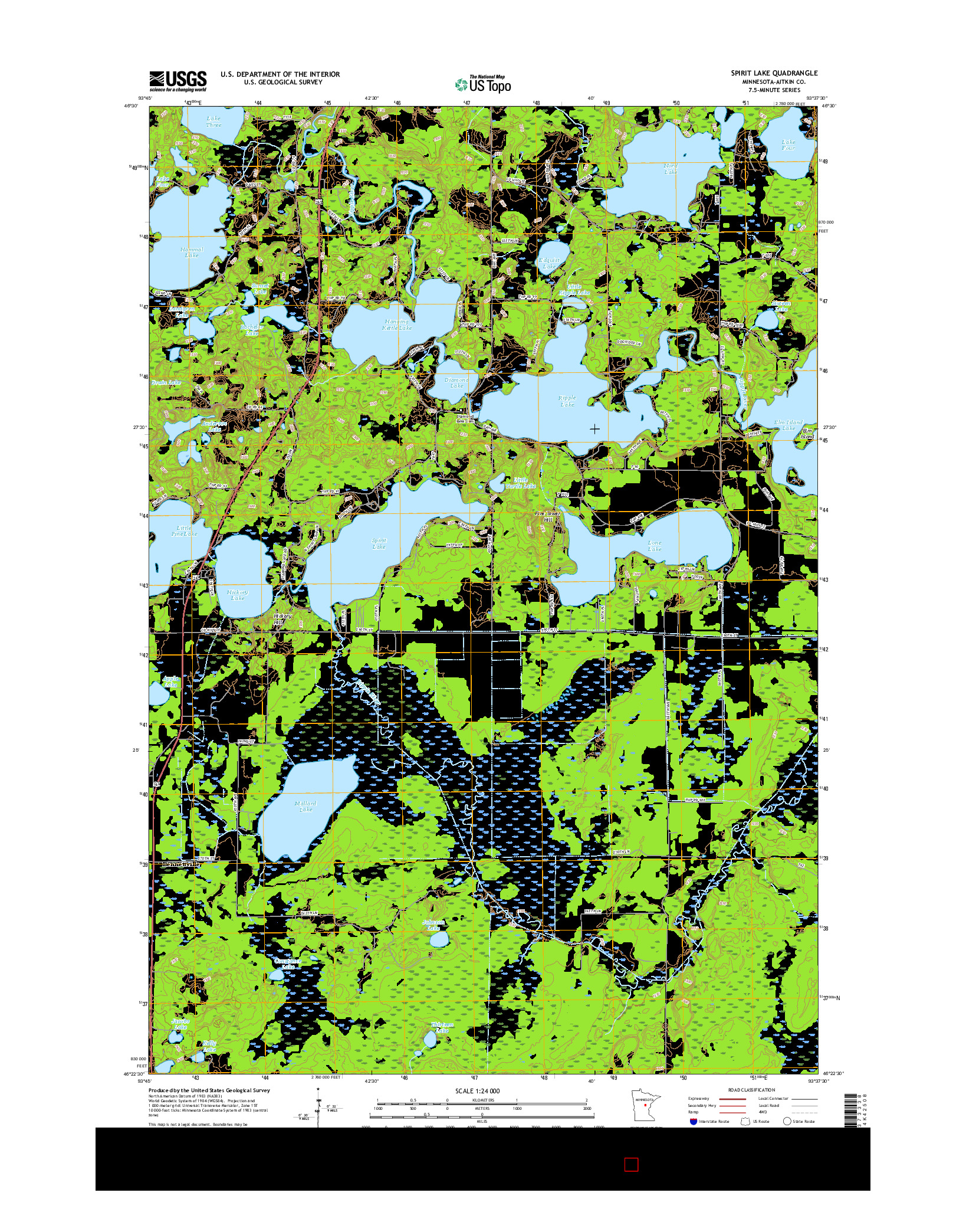 USGS US TOPO 7.5-MINUTE MAP FOR SPIRIT LAKE, MN 2016