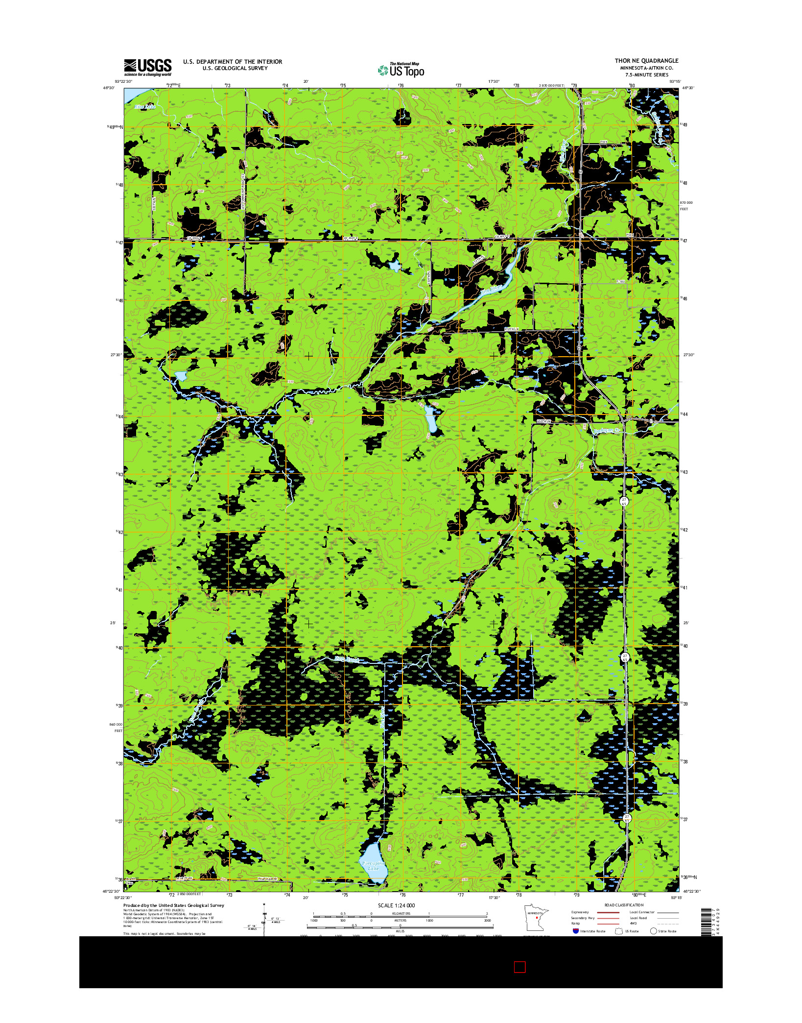 USGS US TOPO 7.5-MINUTE MAP FOR THOR NE, MN 2016