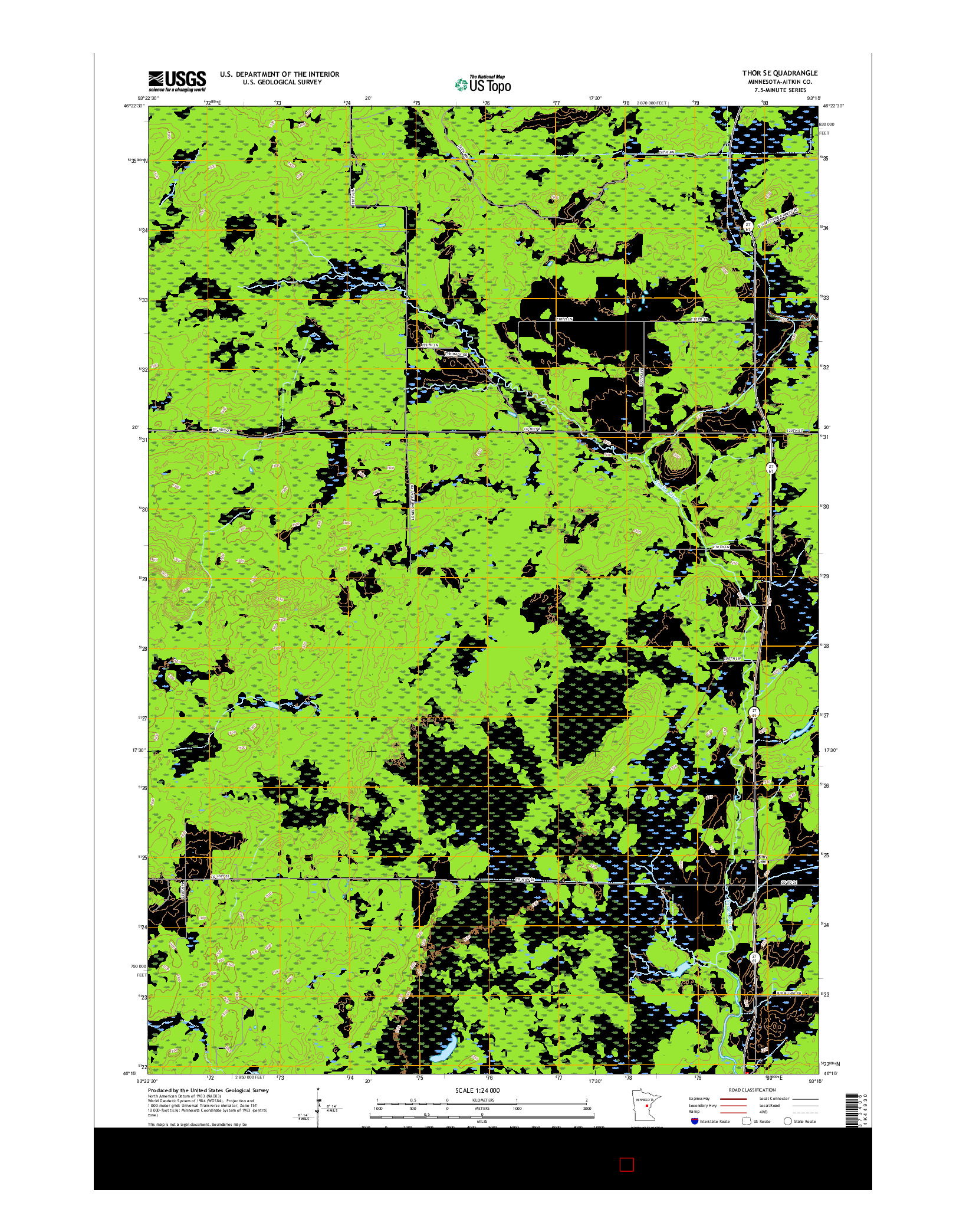 USGS US TOPO 7.5-MINUTE MAP FOR THOR SE, MN 2016