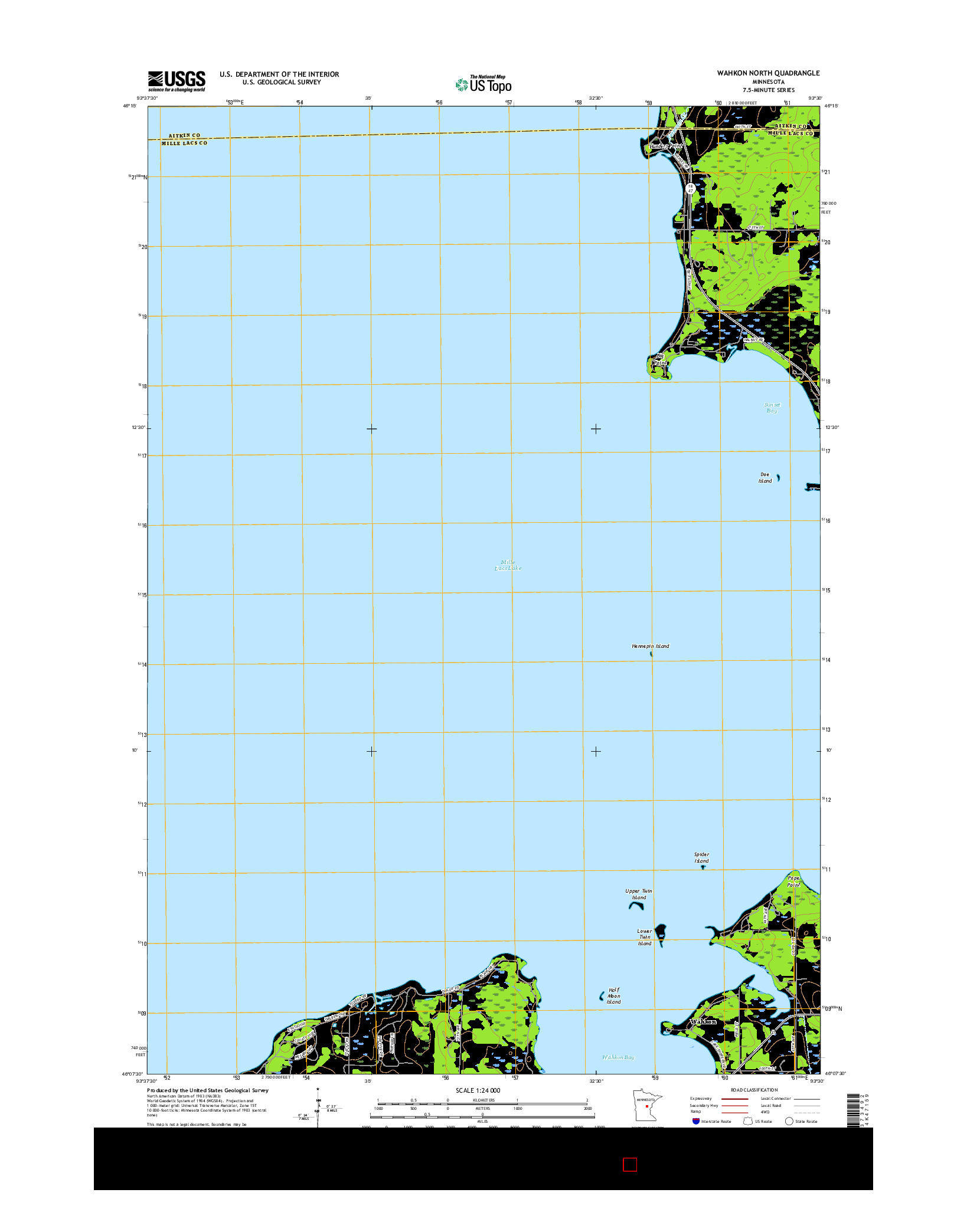 USGS US TOPO 7.5-MINUTE MAP FOR WAHKON NORTH, MN 2016