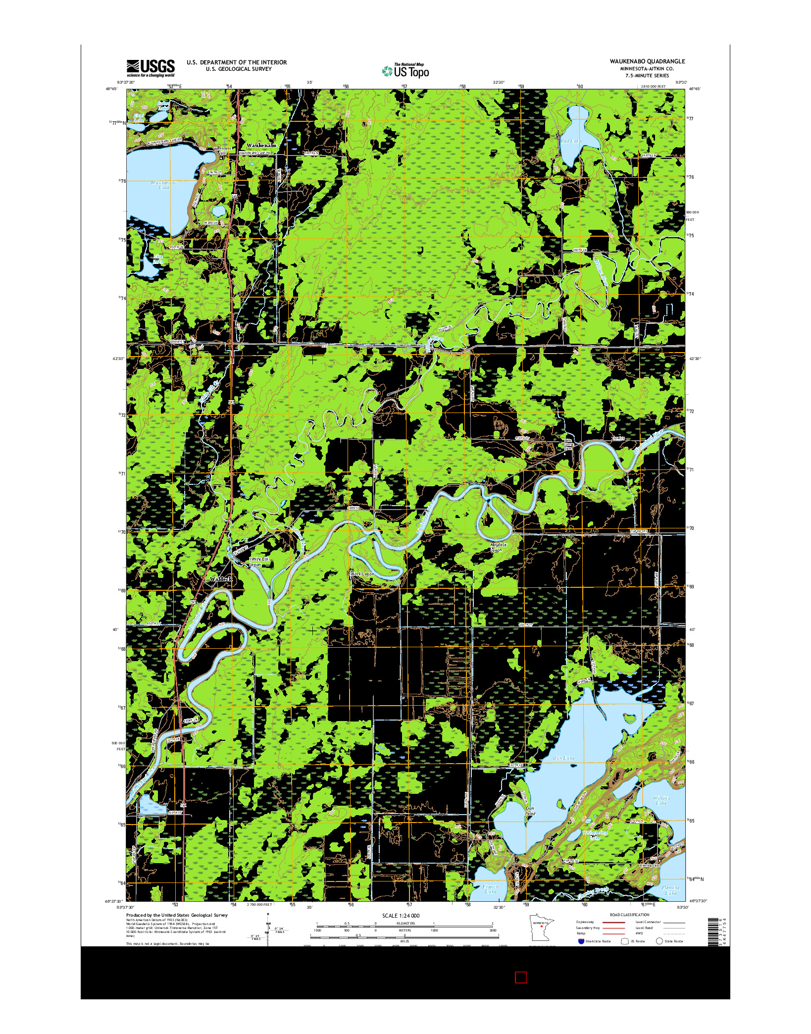 USGS US TOPO 7.5-MINUTE MAP FOR WAUKENABO, MN 2016