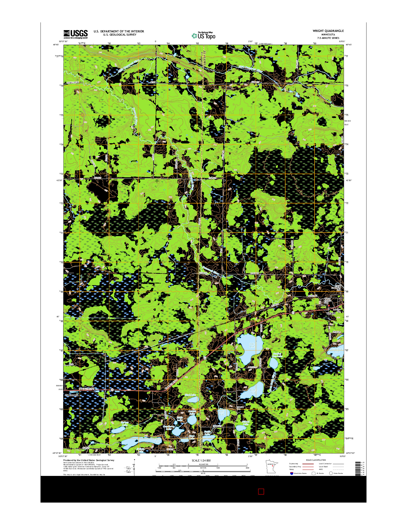 USGS US TOPO 7.5-MINUTE MAP FOR WRIGHT, MN 2016