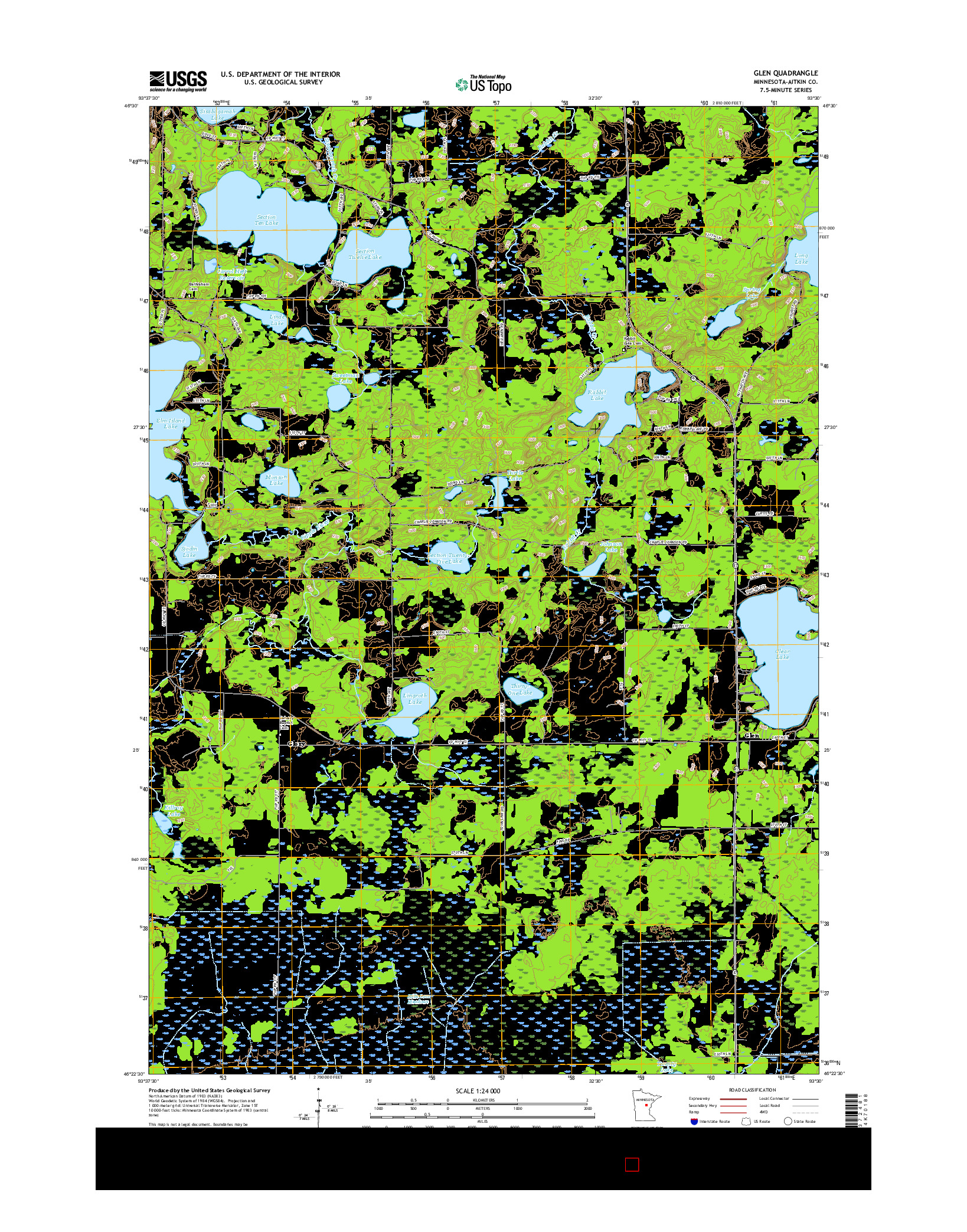 USGS US TOPO 7.5-MINUTE MAP FOR GLEN, MN 2016