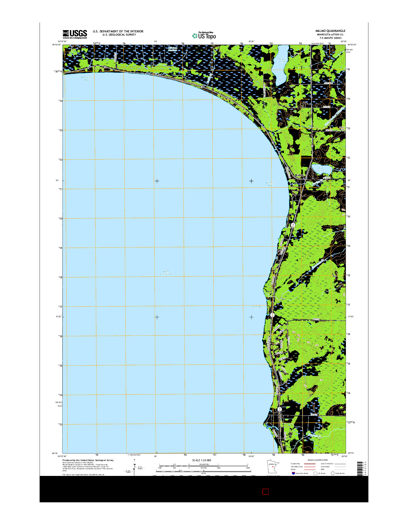 USGS US TOPO 7.5-MINUTE MAP FOR MALMO, MN 2016