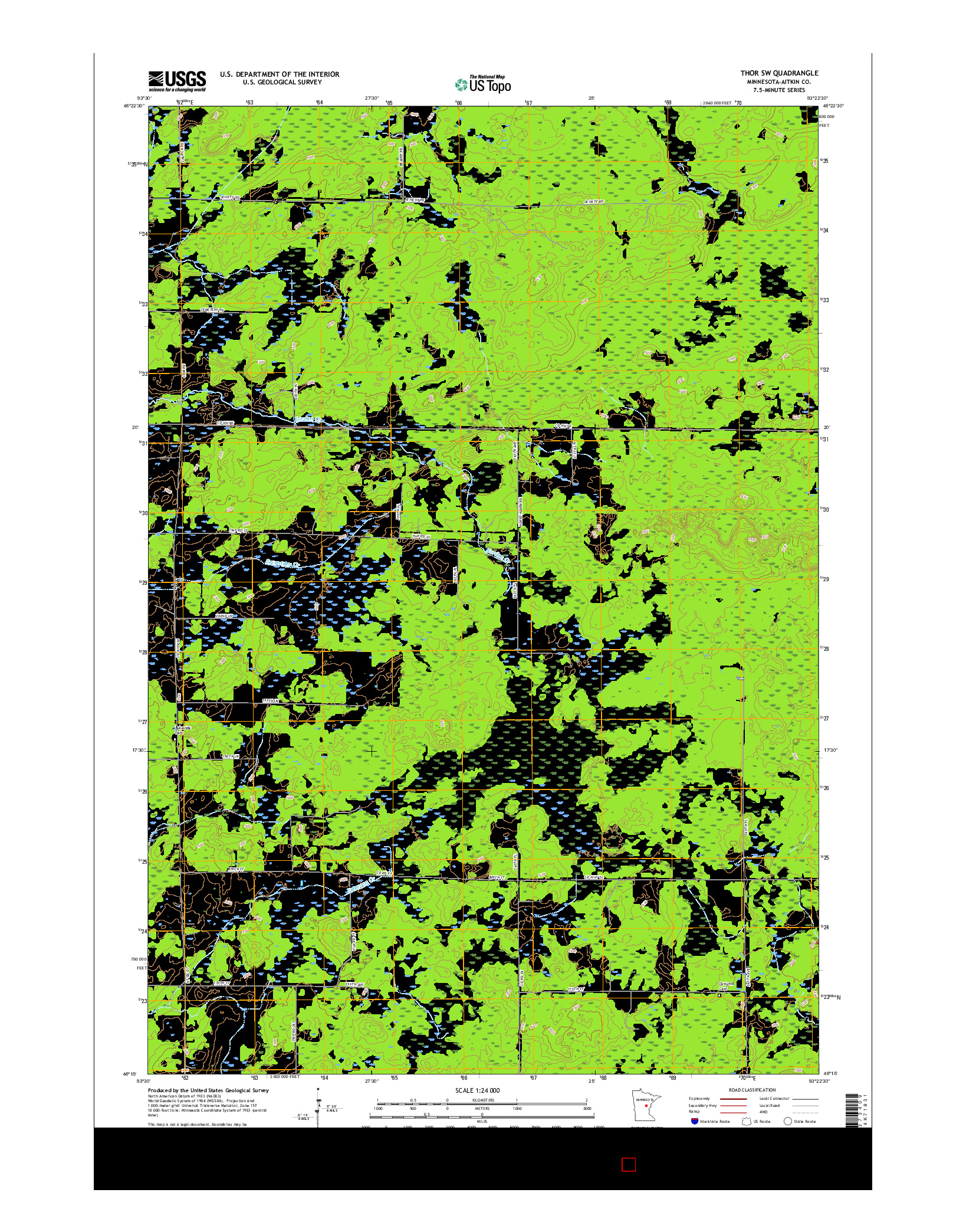 USGS US TOPO 7.5-MINUTE MAP FOR THOR SW, MN 2016