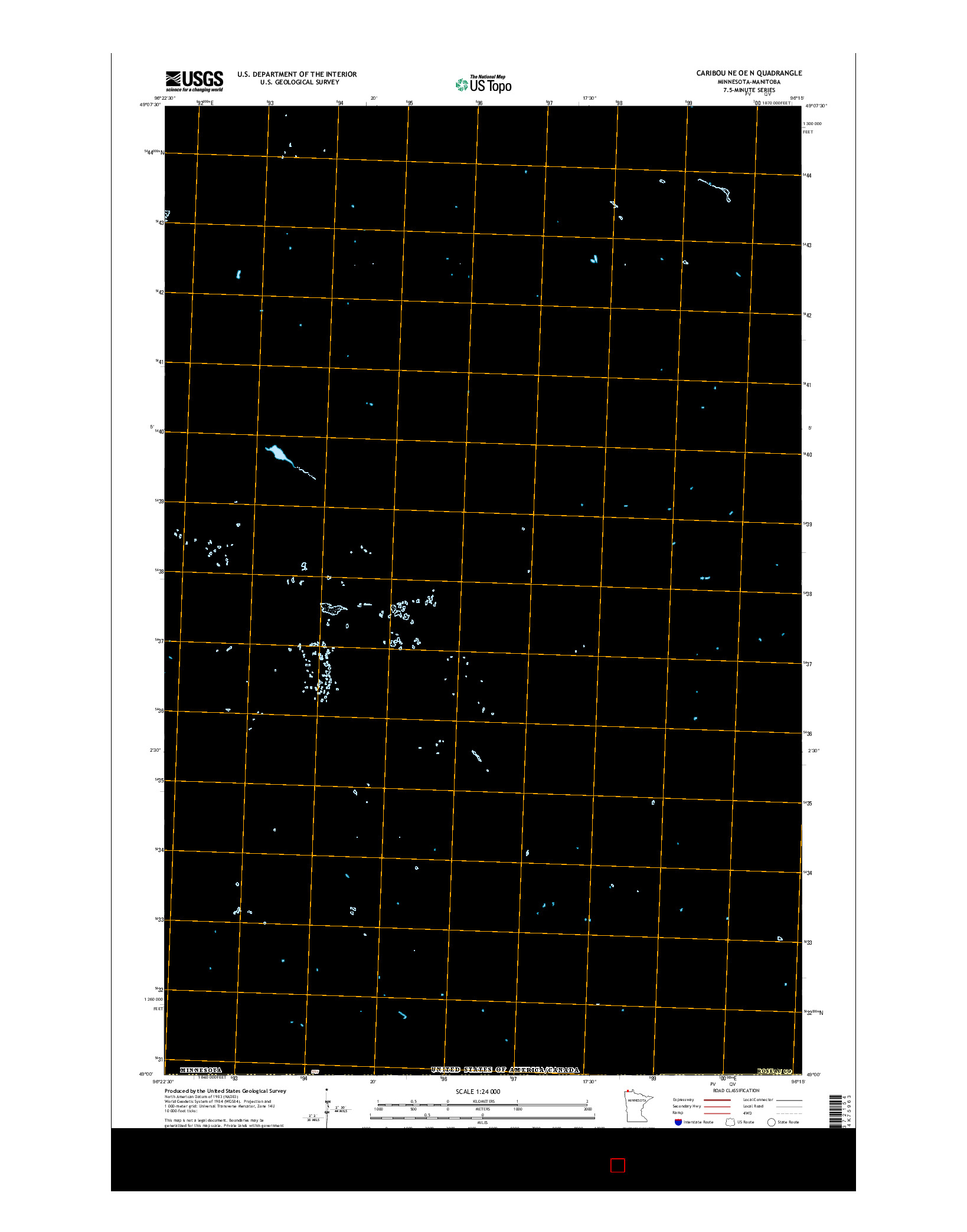 USGS US TOPO 7.5-MINUTE MAP FOR CARIBOU NE OE N, MN-MB 2016