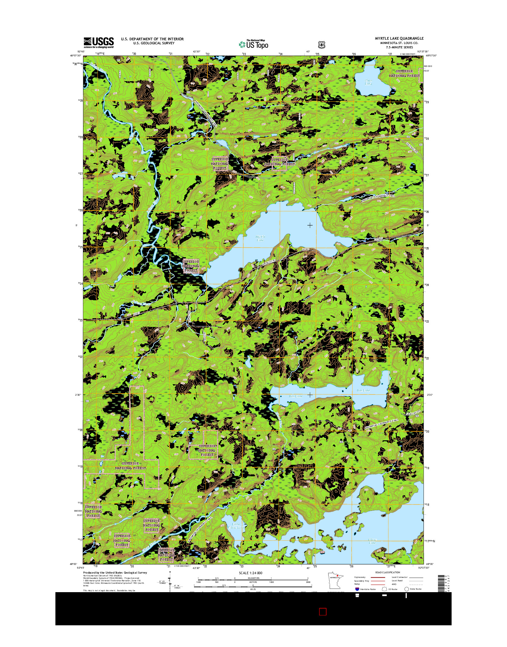 USGS US TOPO 7.5-MINUTE MAP FOR MYRTLE LAKE, MN 2016