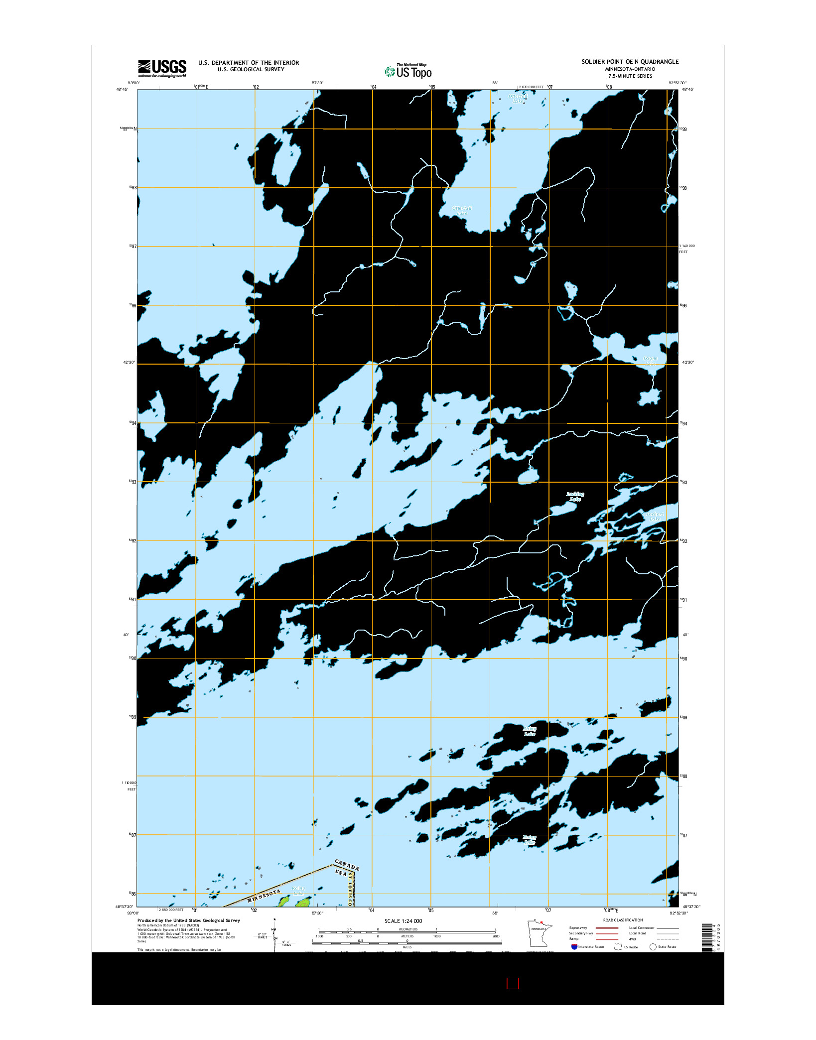 USGS US TOPO 7.5-MINUTE MAP FOR SOLDIER POINT OE N, MN-ON 2016