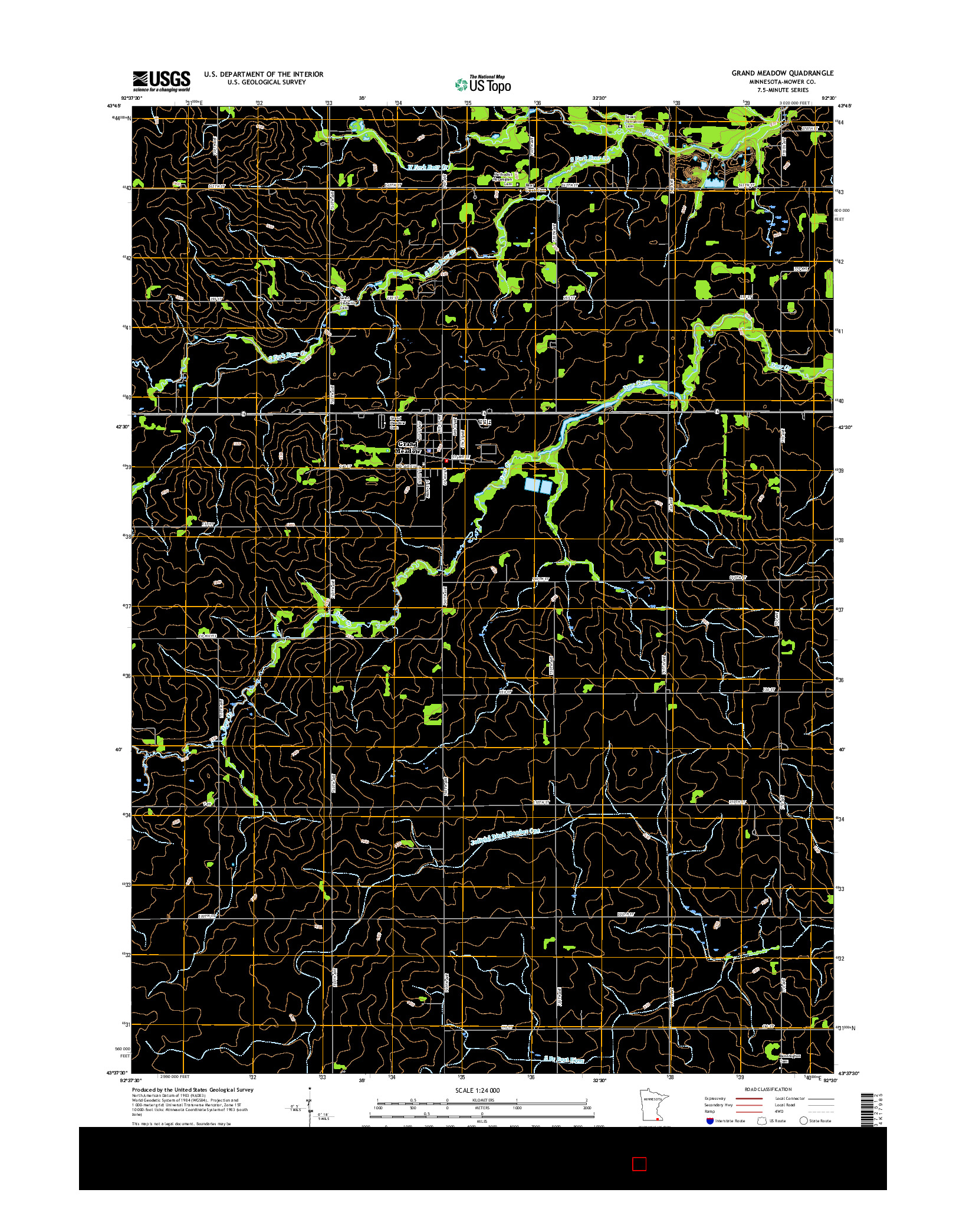 USGS US TOPO 7.5-MINUTE MAP FOR GRAND MEADOW, MN 2016