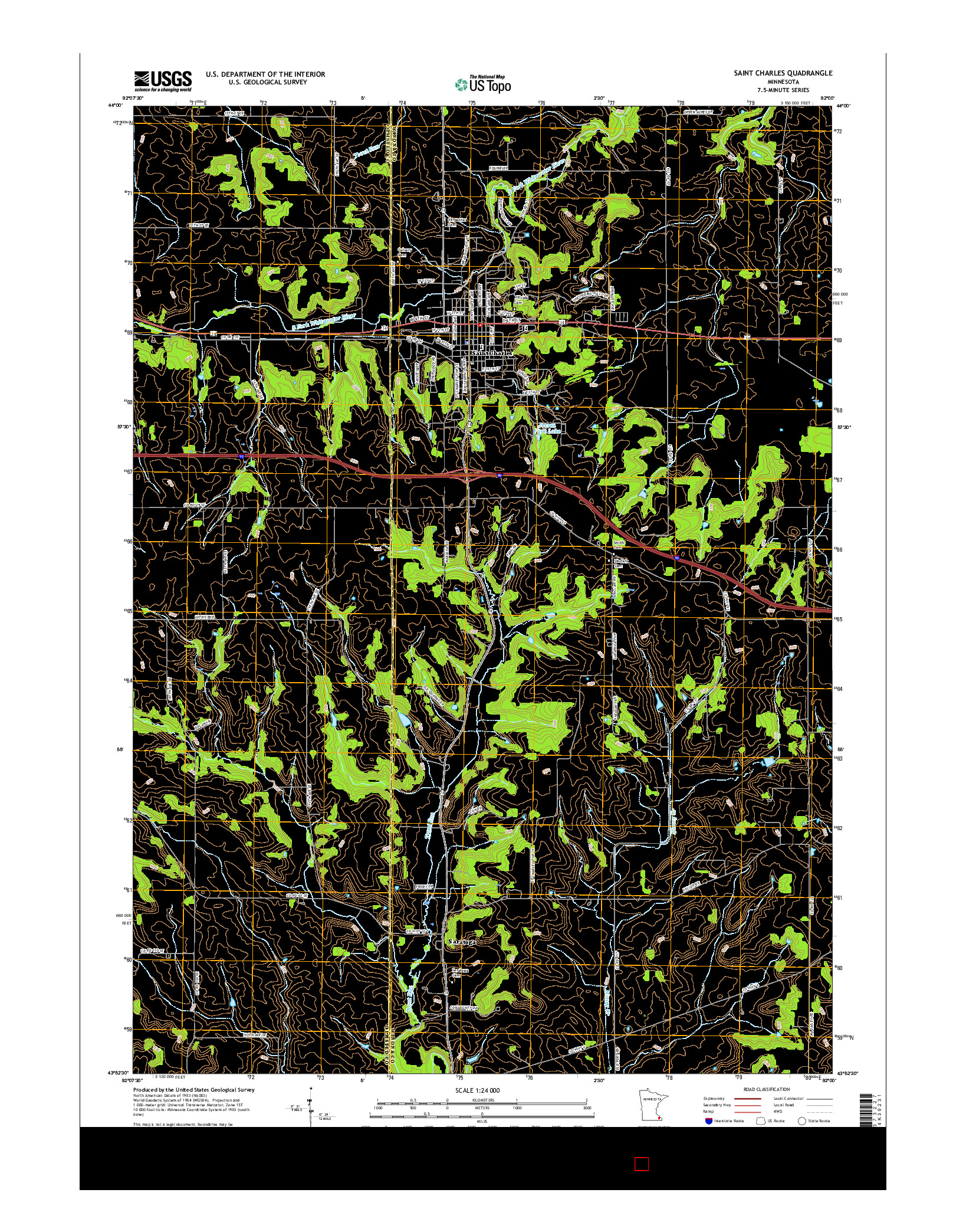USGS US TOPO 7.5-MINUTE MAP FOR SAINT CHARLES, MN 2016
