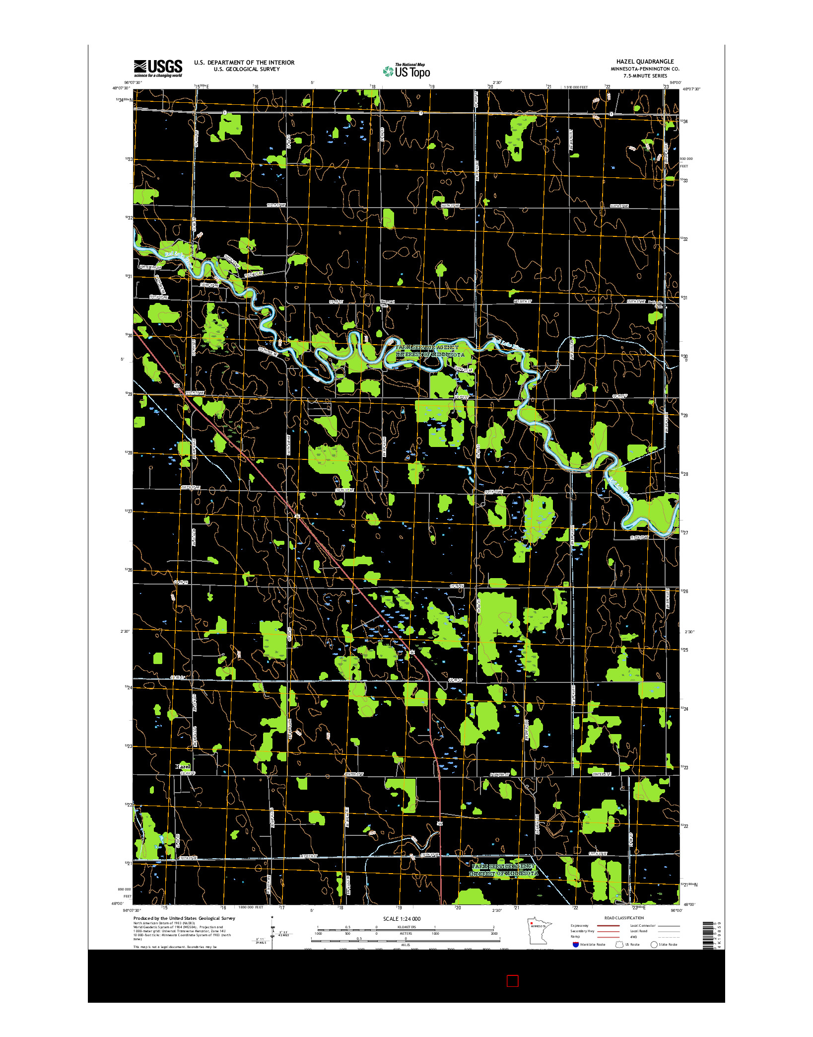 USGS US TOPO 7.5-MINUTE MAP FOR HAZEL, MN 2016
